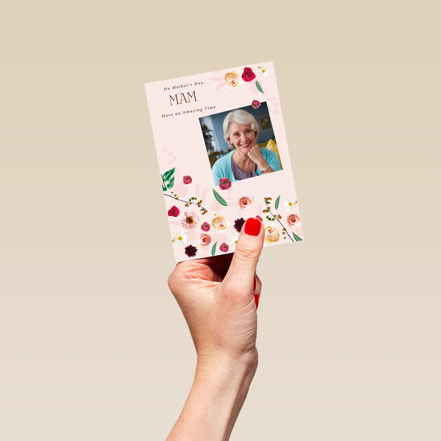 Personalised Floral Amazing Time Mother's Day Photo Upload Card For Mam - Image 4