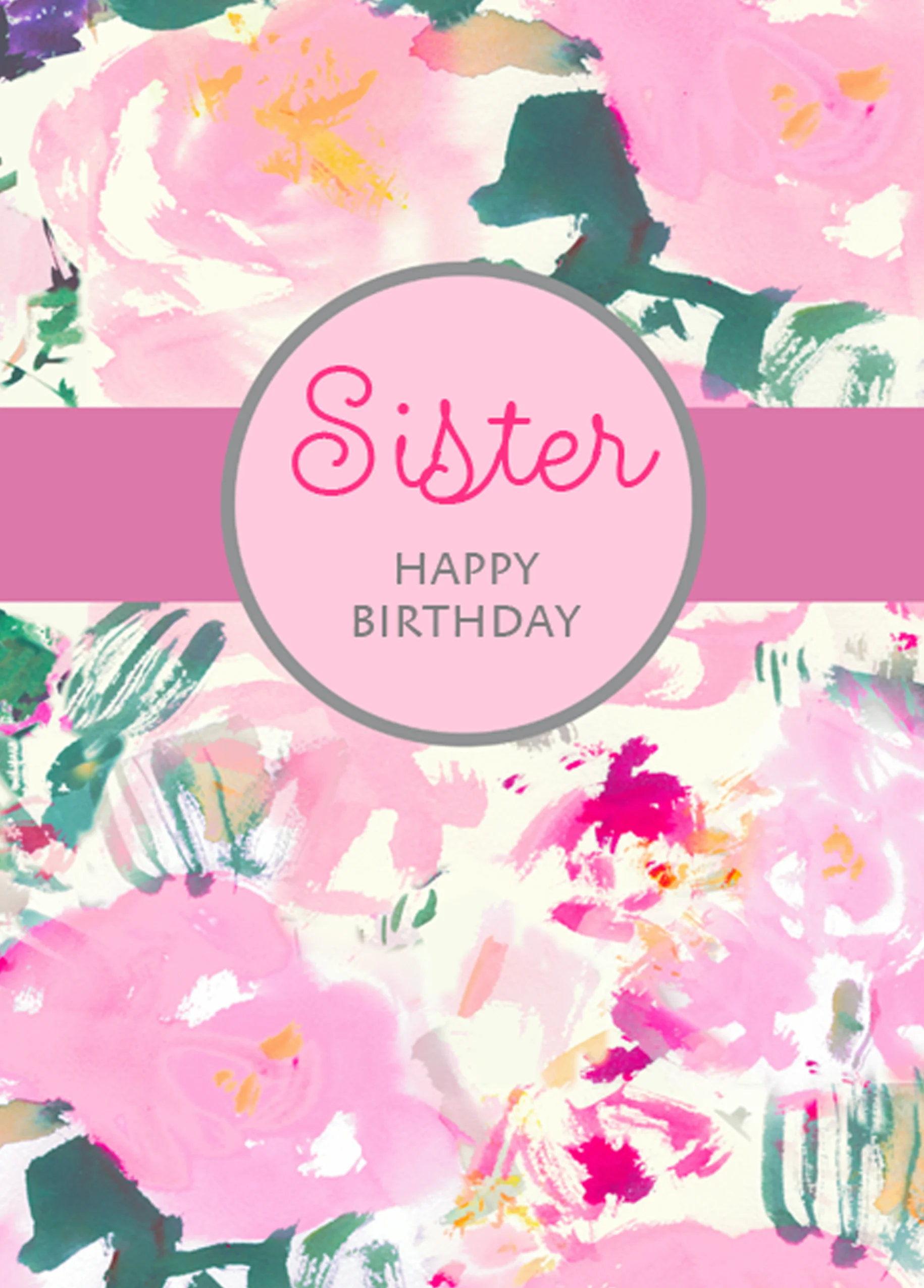 Personalised Floral Design Birthday Card For Sister