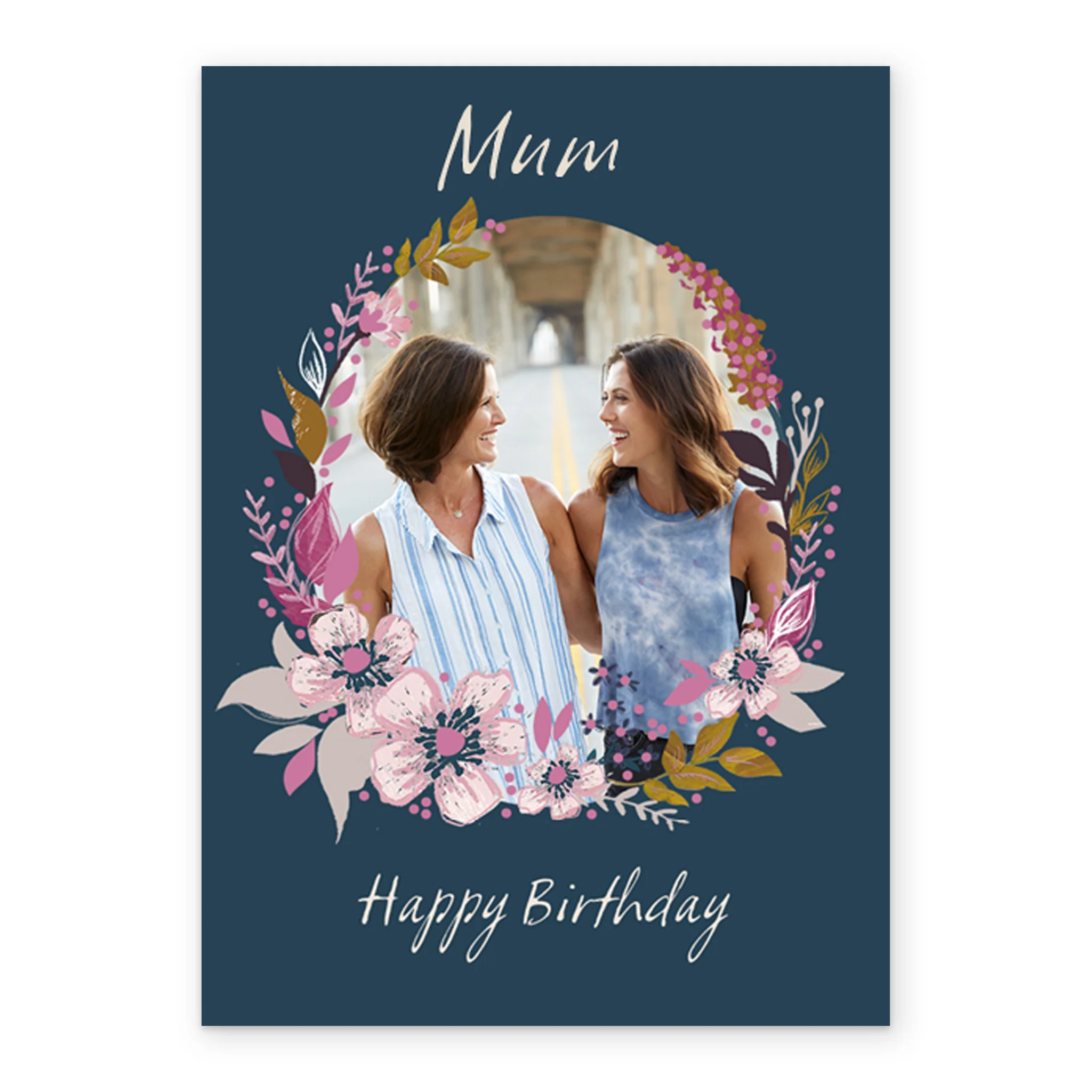 Personalised Floral & Foliage Wreath Photo Birthday Card For Mum - Image 2