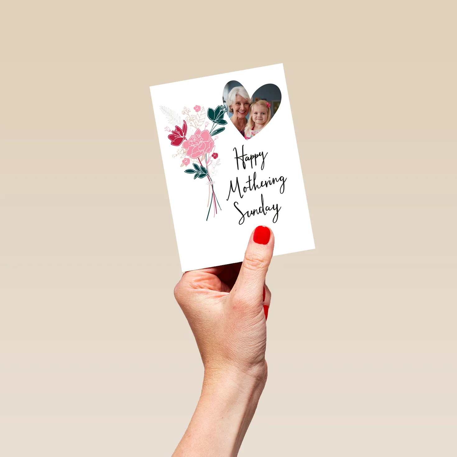 Personalised Floral Happy Mothering Sunday Mother's Day Photo Upload Card - Image 4