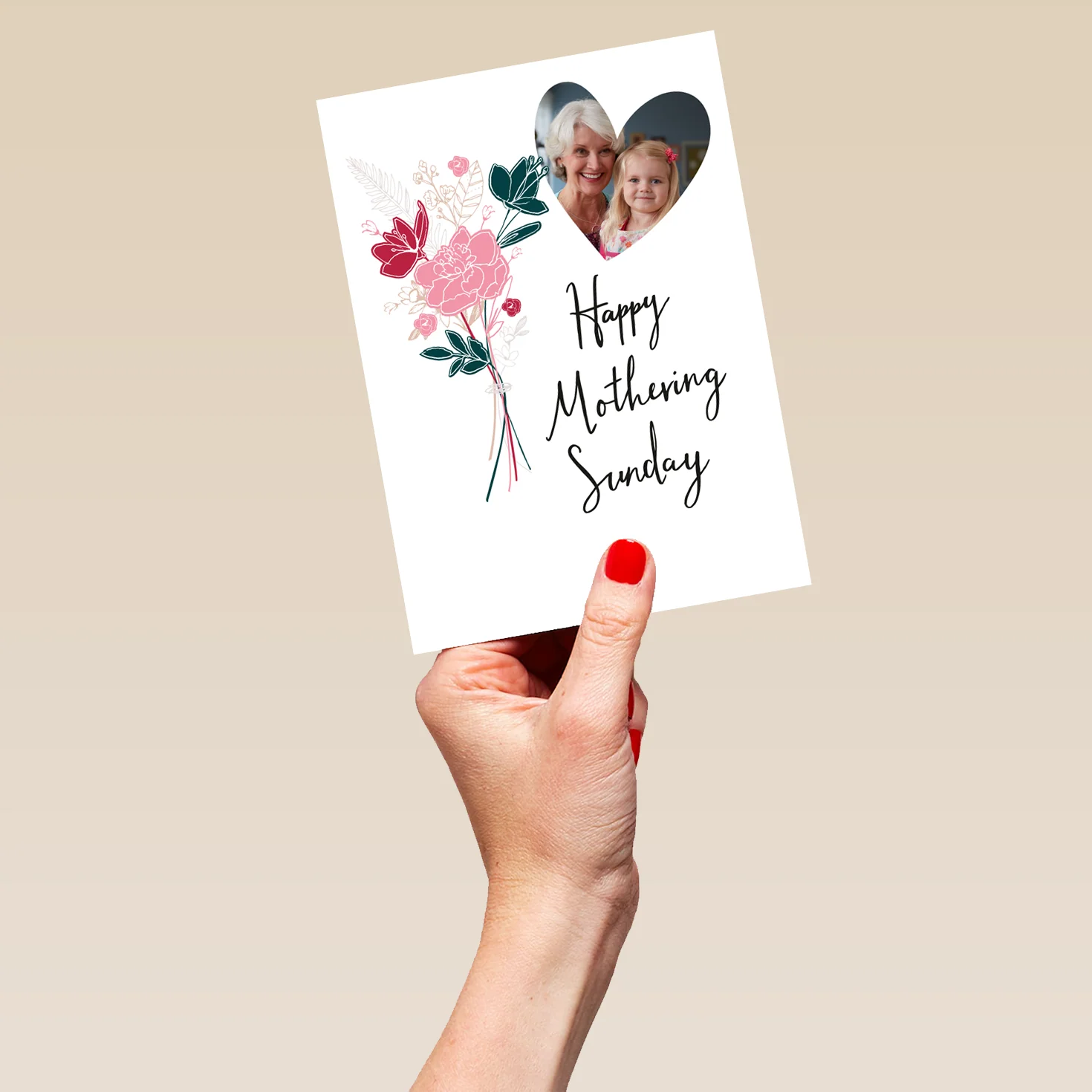 Personalised Floral Happy Mothering Sunday Mother's Day Photo Upload Card - Image 5