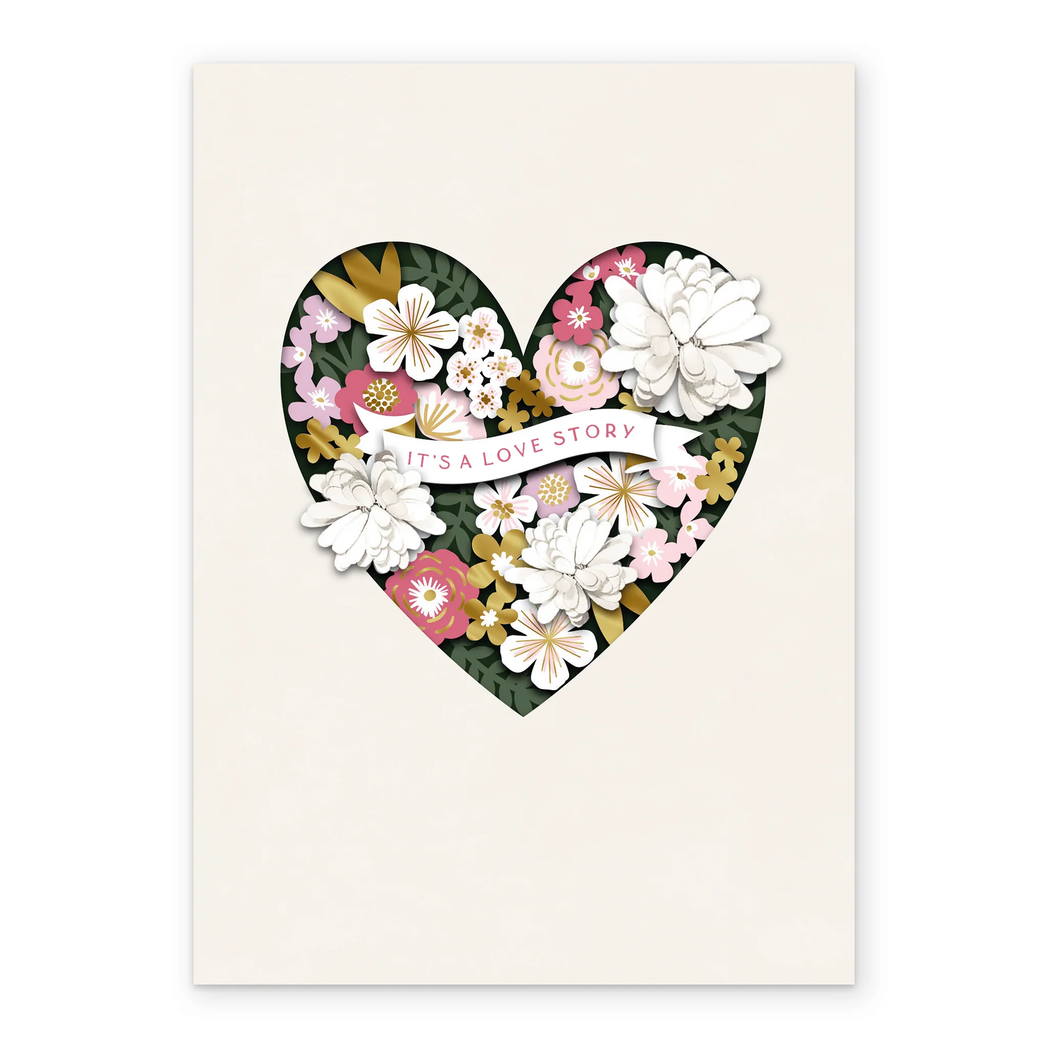 Personalised Floral Heart 'Love Story' Wedding Congratulations Card - Image 2