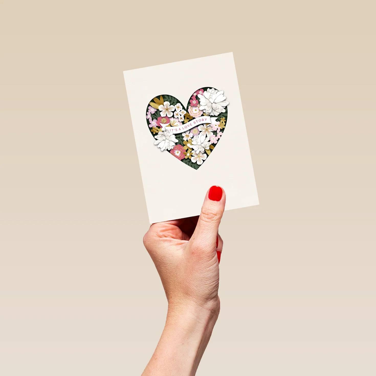 Personalised Floral Heart 'Love Story' Wedding Congratulations Card - Image 4