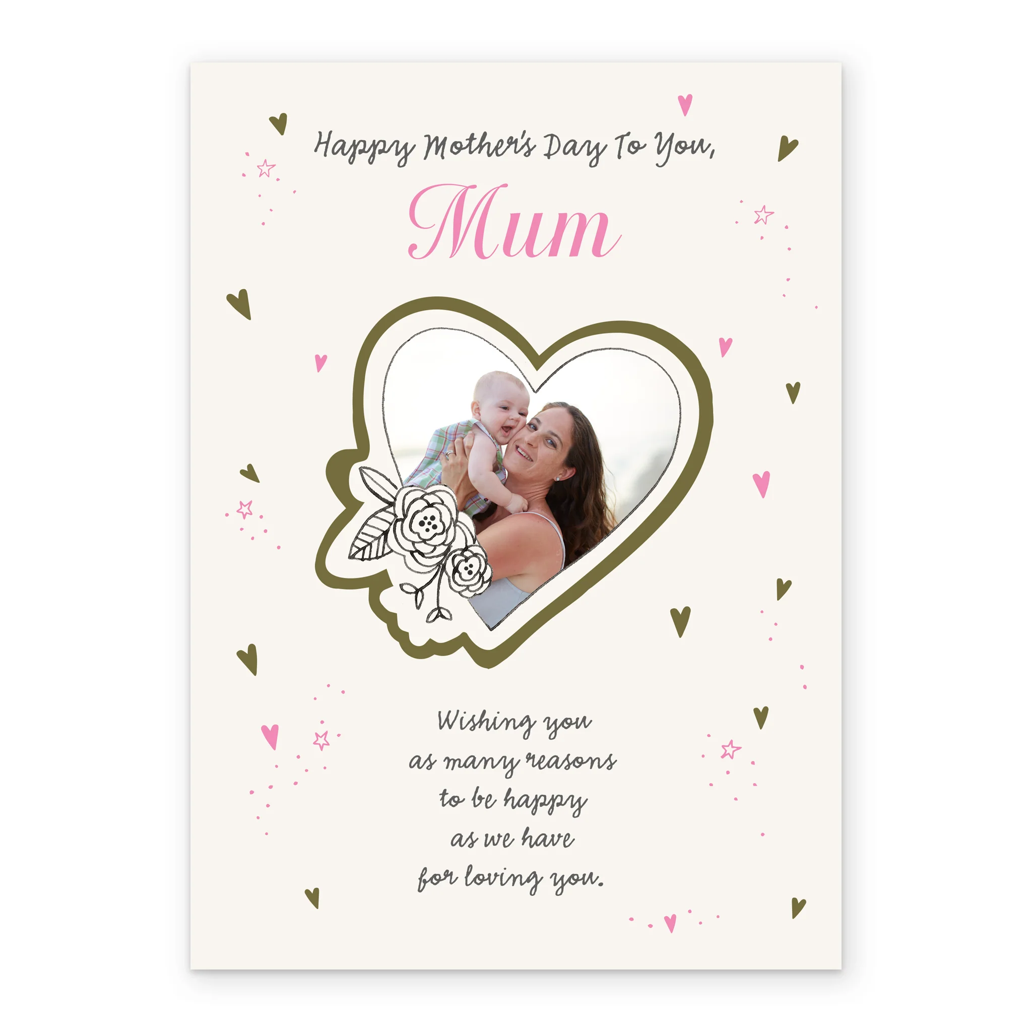 Personalised Floral Heart Mother's Day Photo Upload Card For Mum - Image 2