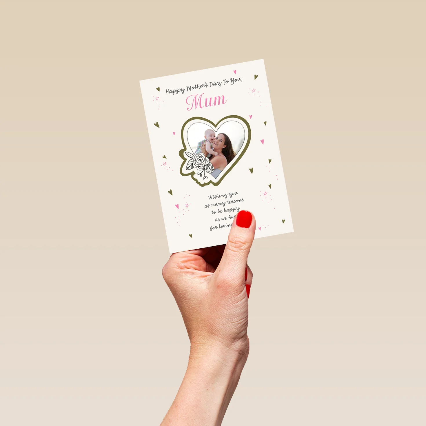 Personalised Floral Heart Mother's Day Photo Upload Card For Mum - Image 4