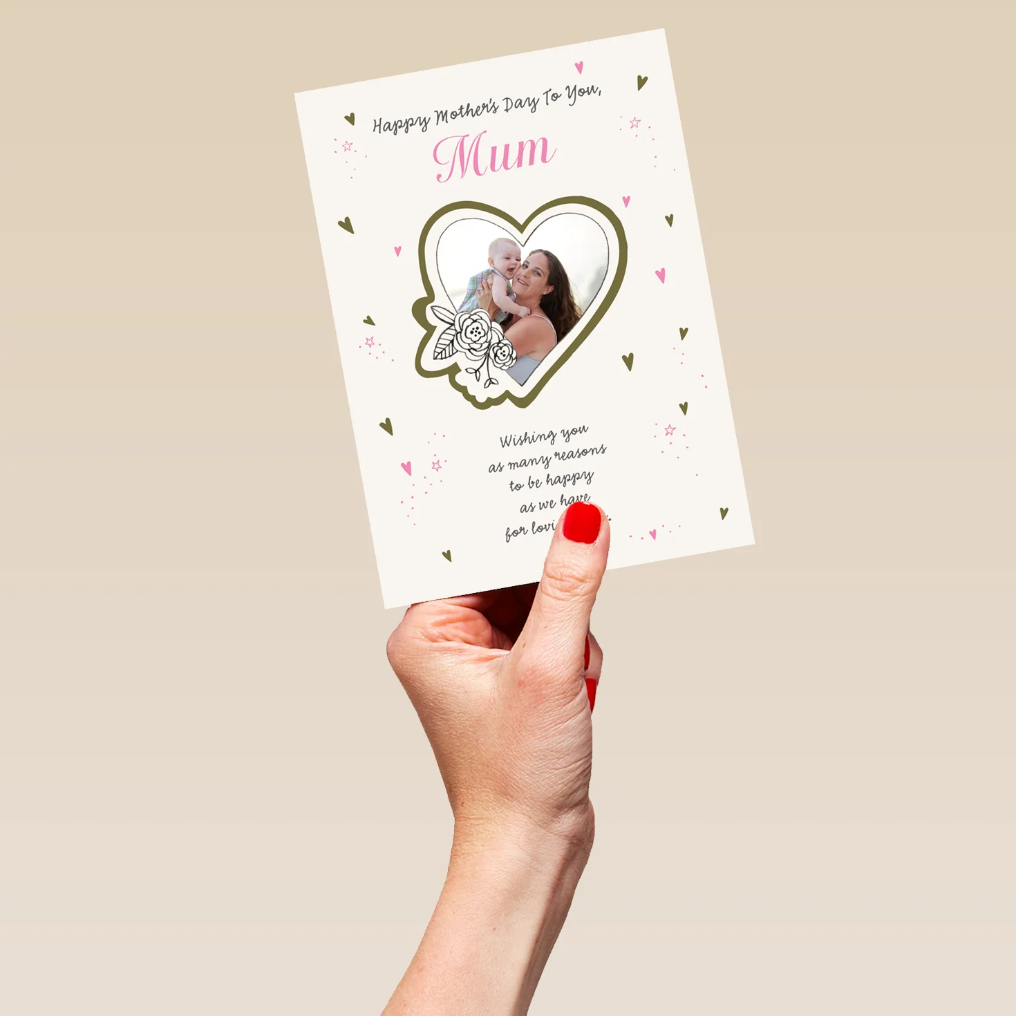 Personalised Floral Heart Mother's Day Photo Upload Card For Mum - Image 5