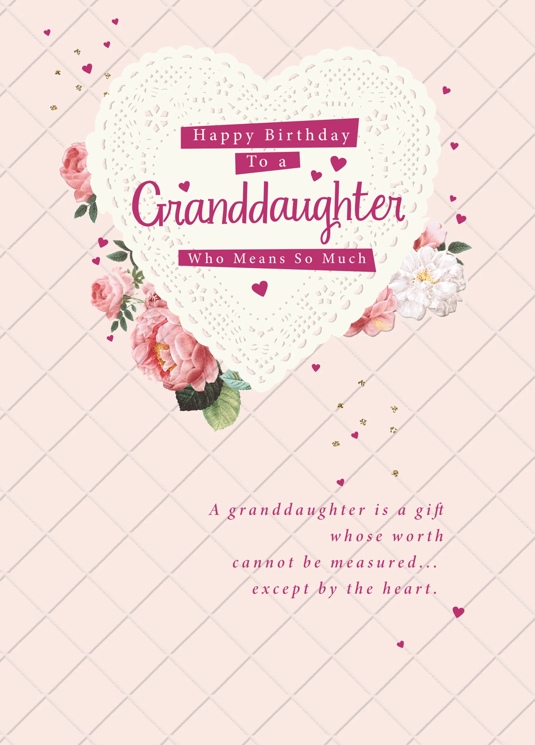 Personalised Floral Hearts Birthday Card For Granddaughter