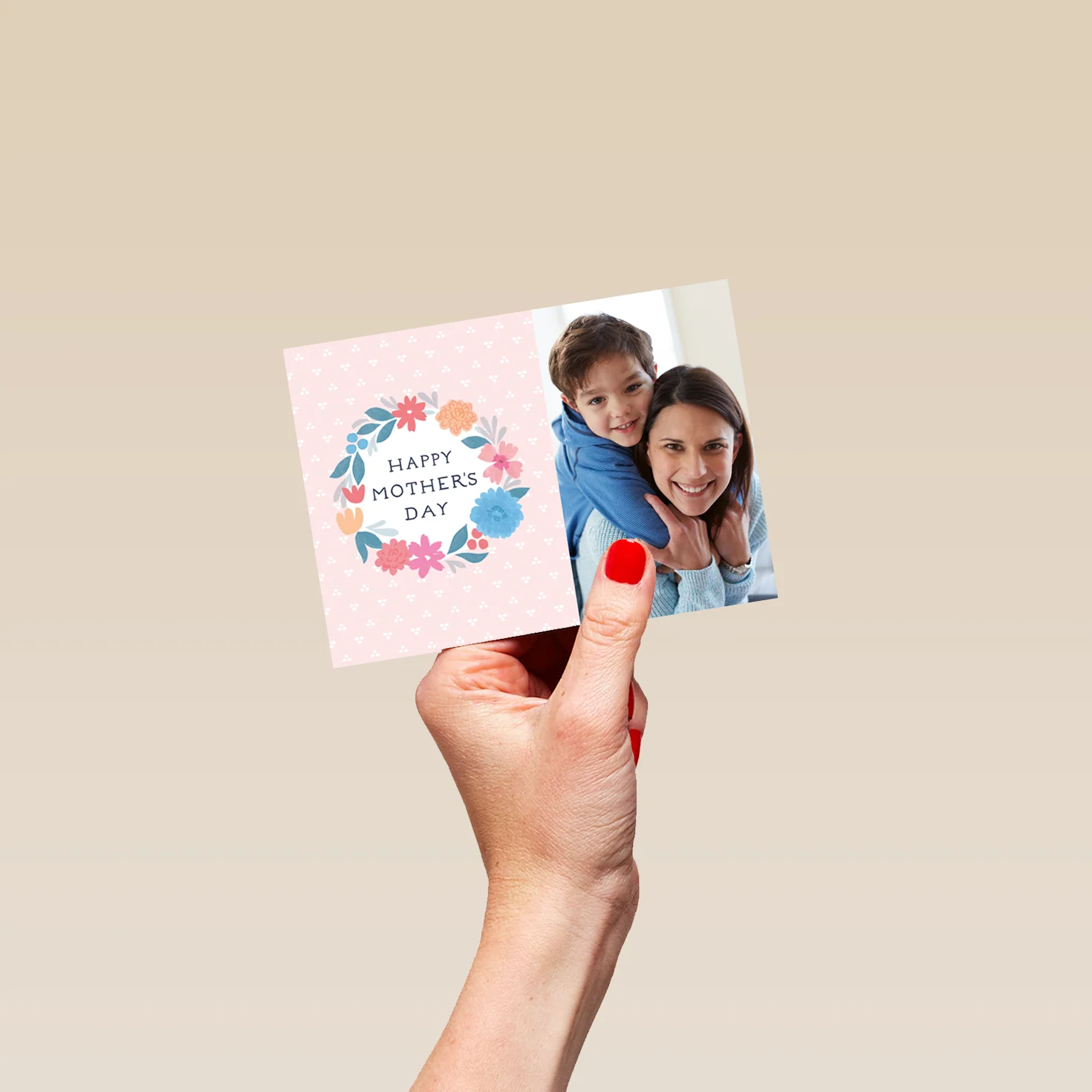 Personalised Floral Wreath Photo Upload Mother's Day Card - Image 4