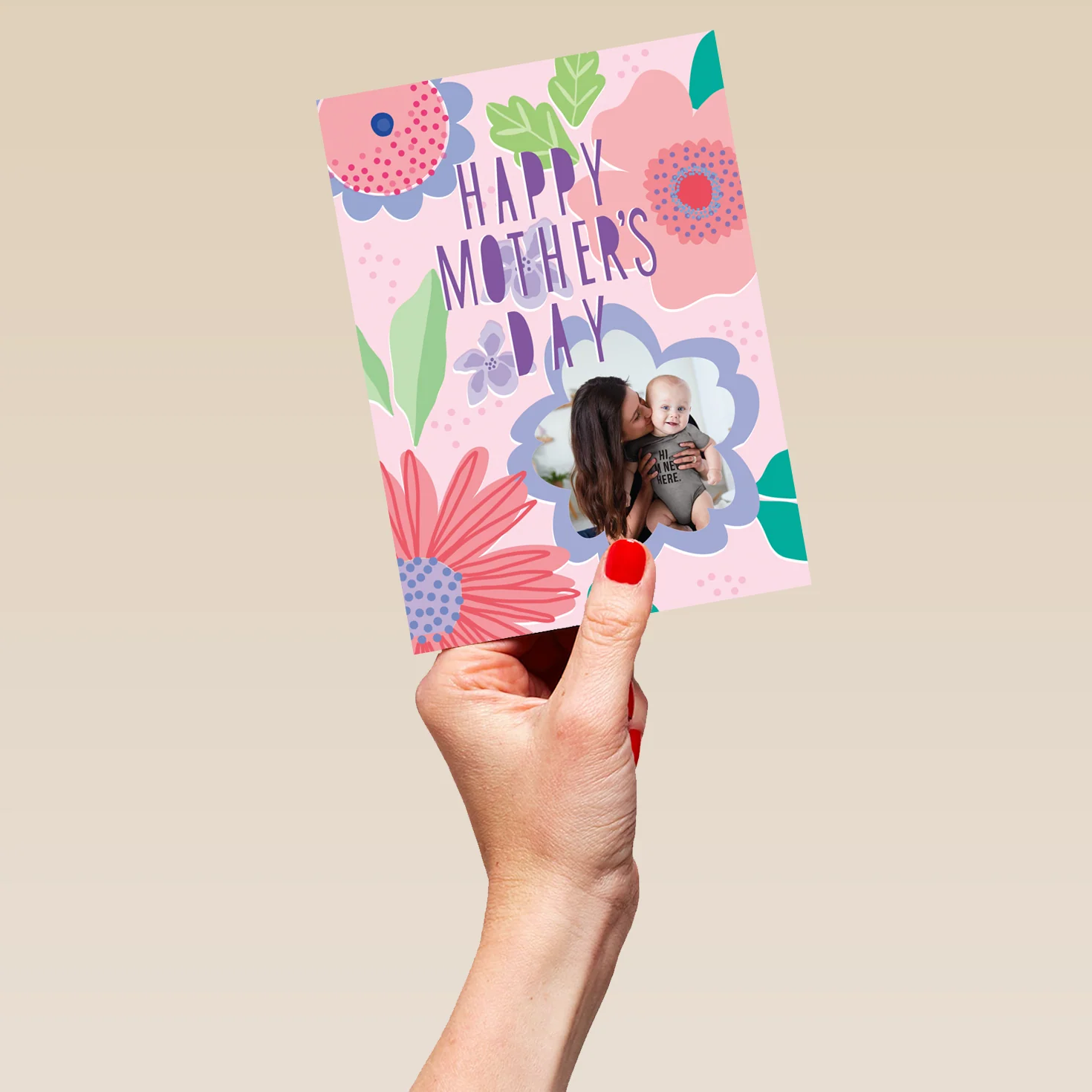 Personalised Flower Pattern Mother's Day Photo Upload Card - Image 5