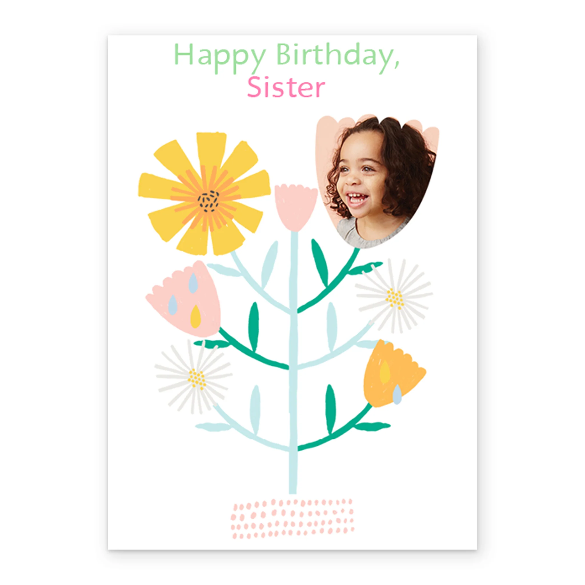 Personalised Flower Petals Sister Photo Birthday Card - Image 2