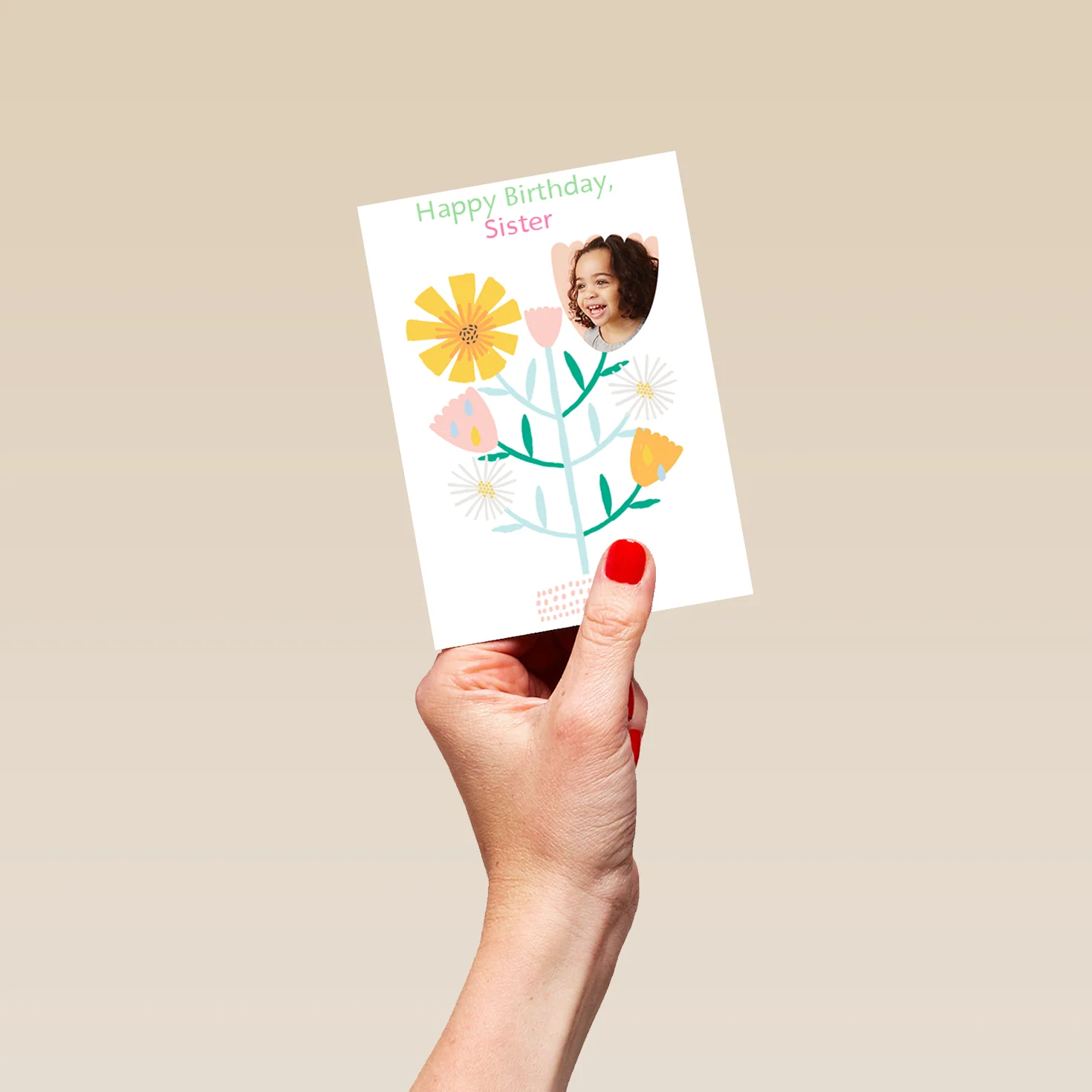 Personalised Flower Petals Sister Photo Birthday Card - Image 4