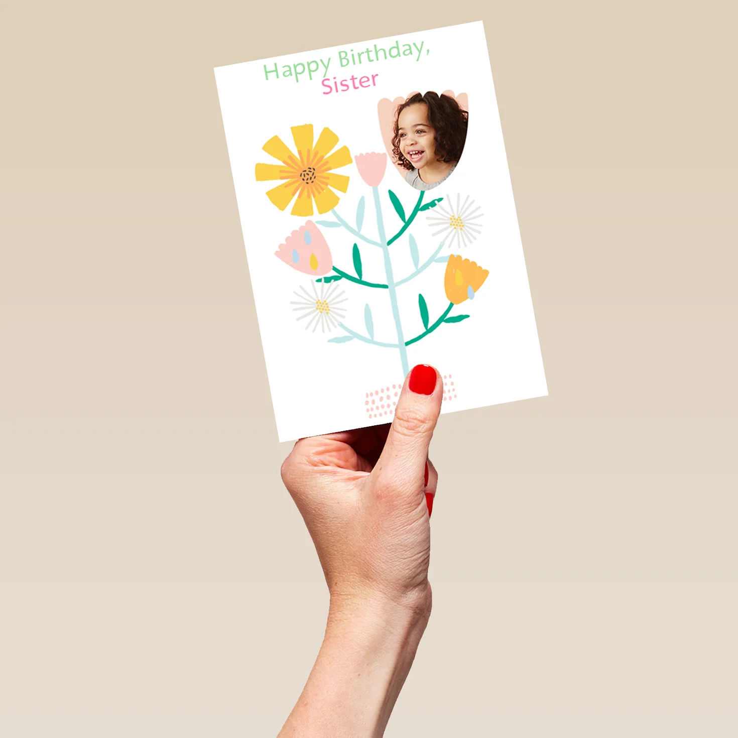 Personalised Flower Petals Sister Photo Birthday Card - Image 5