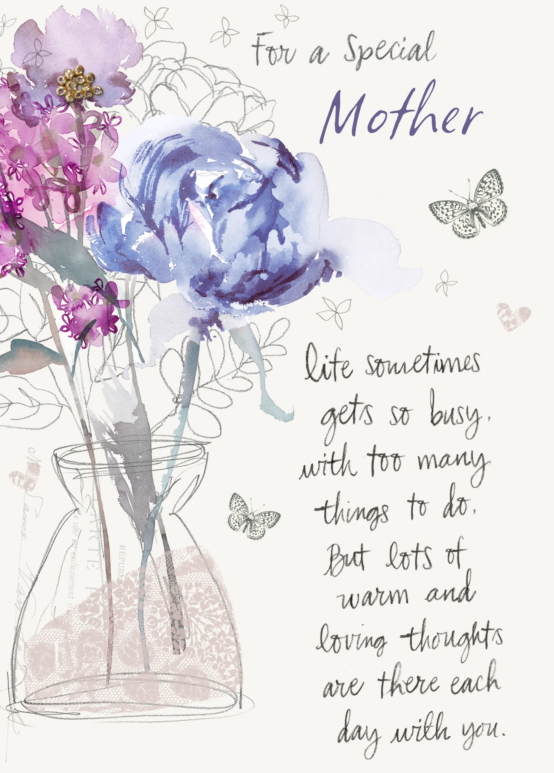 Personalised Flower Vase Mother's Day Card For Mother