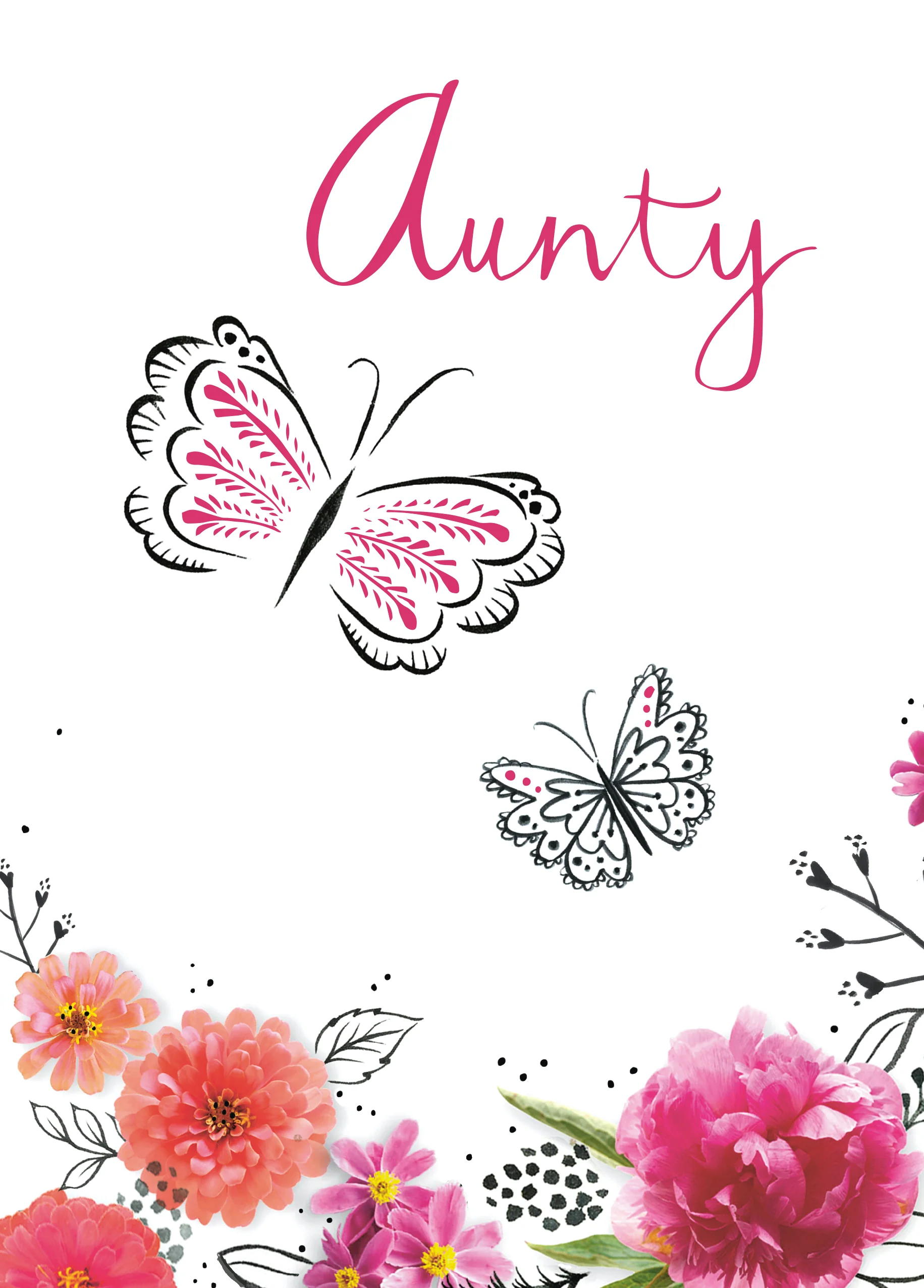 Personalised Flowers And Butterflies Birthday Card For Aunty