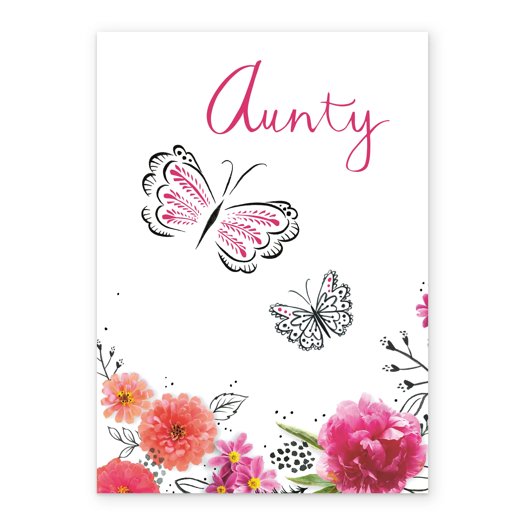 Personalised Flowers And Butterflies Birthday Card For Aunty - Image 2