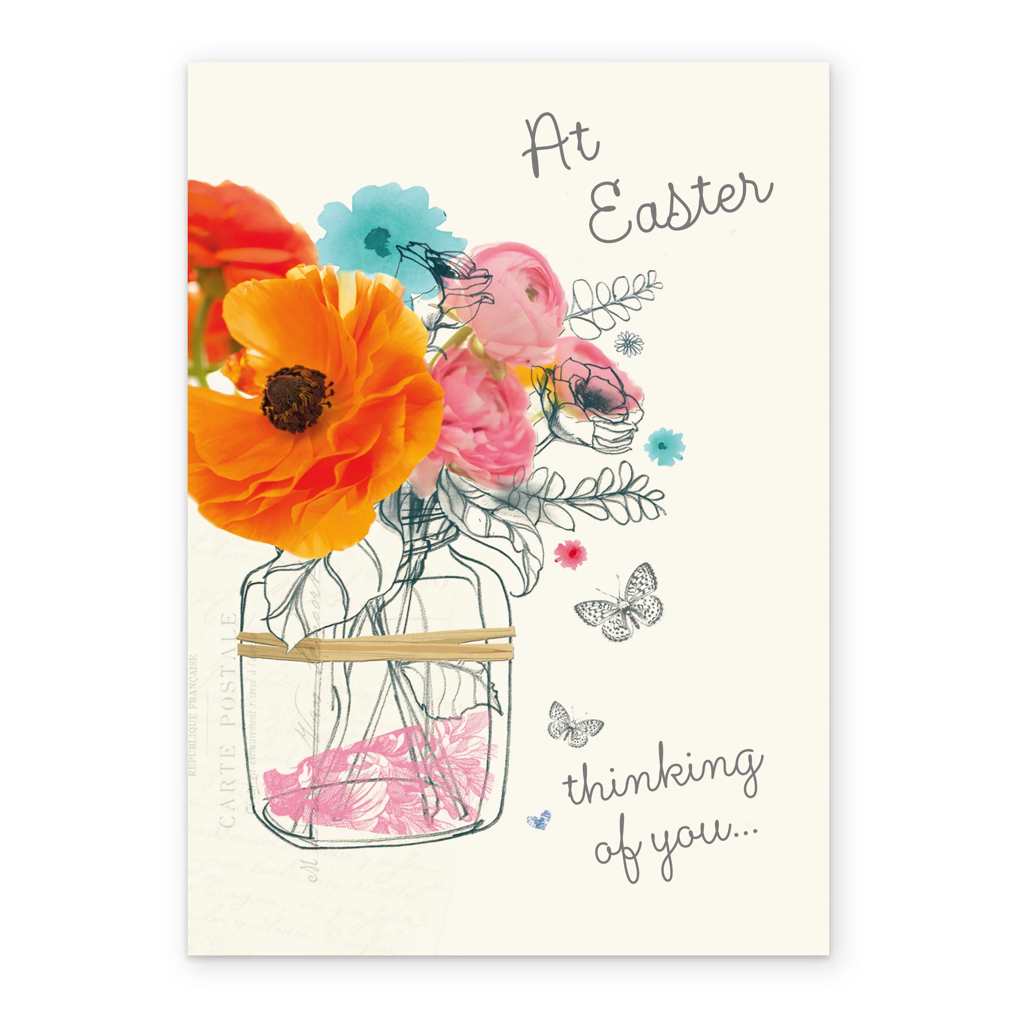 Personalised Flowers and Butterflies Thinking of You Easter Card - Image 2