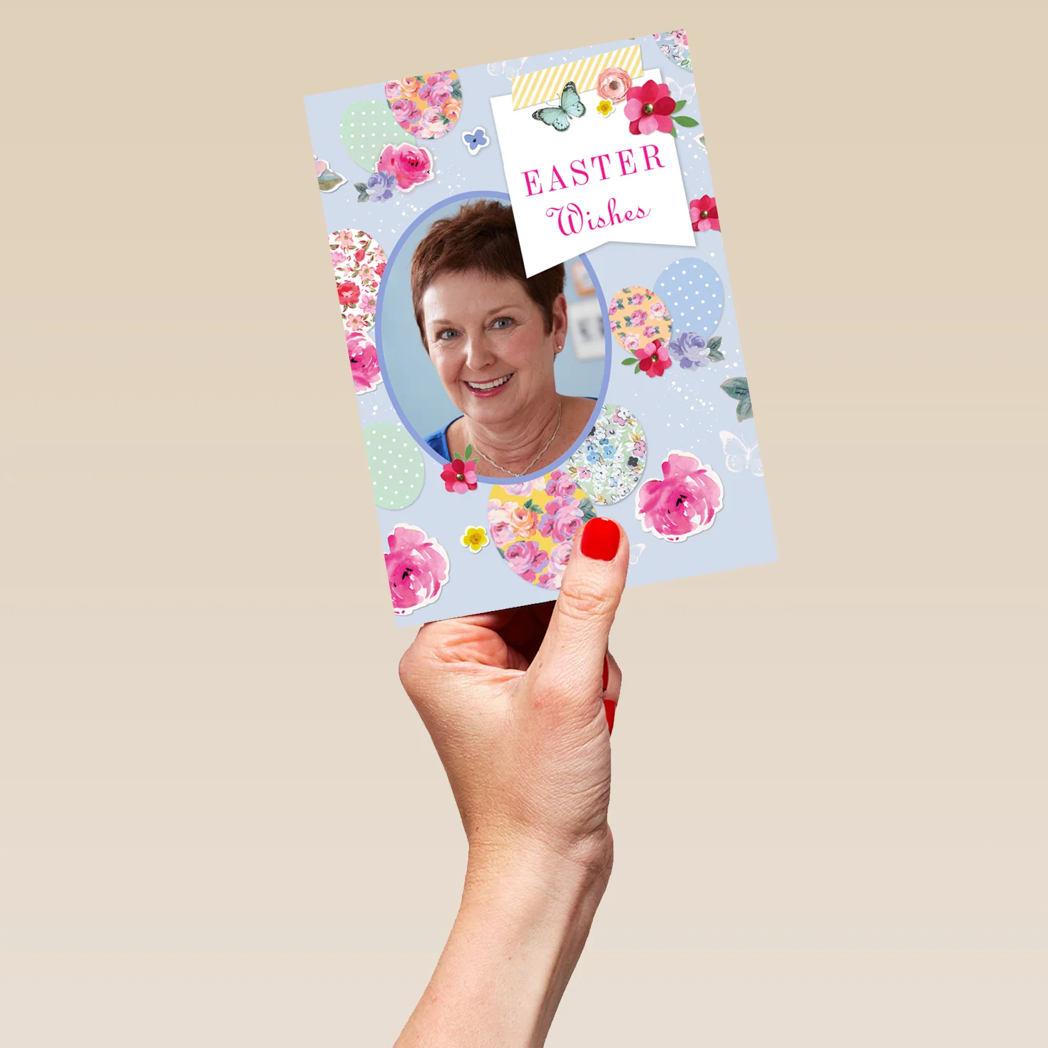 Personalised Flowers, Eggs And Butterflies Photo Upload Easter Card - Image 5