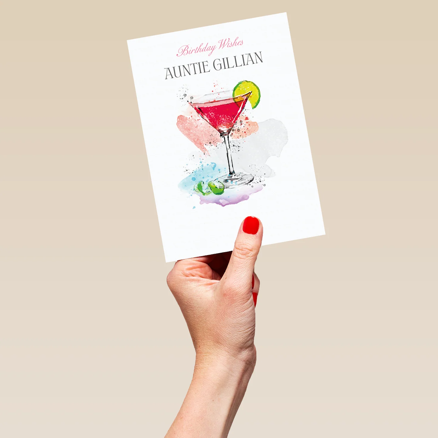 Personalised For Auntie Editable Traditional Cocktail Birthday Card - Image 5