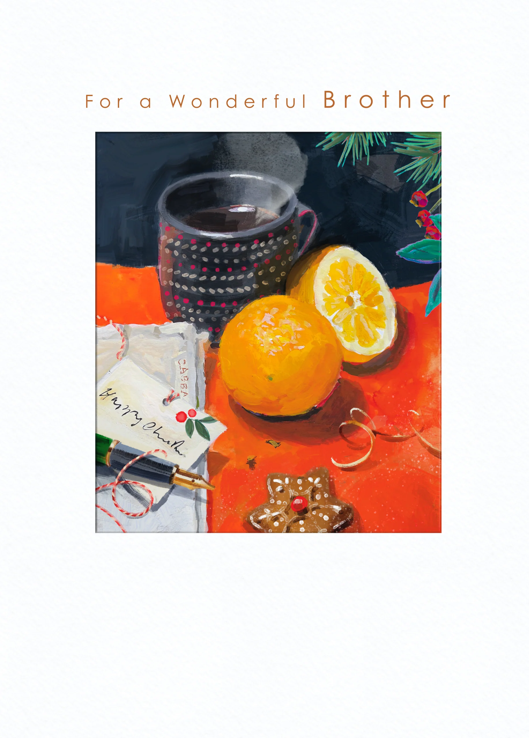 Personalised For Brother Traditional Mulled Wine Christmas Card