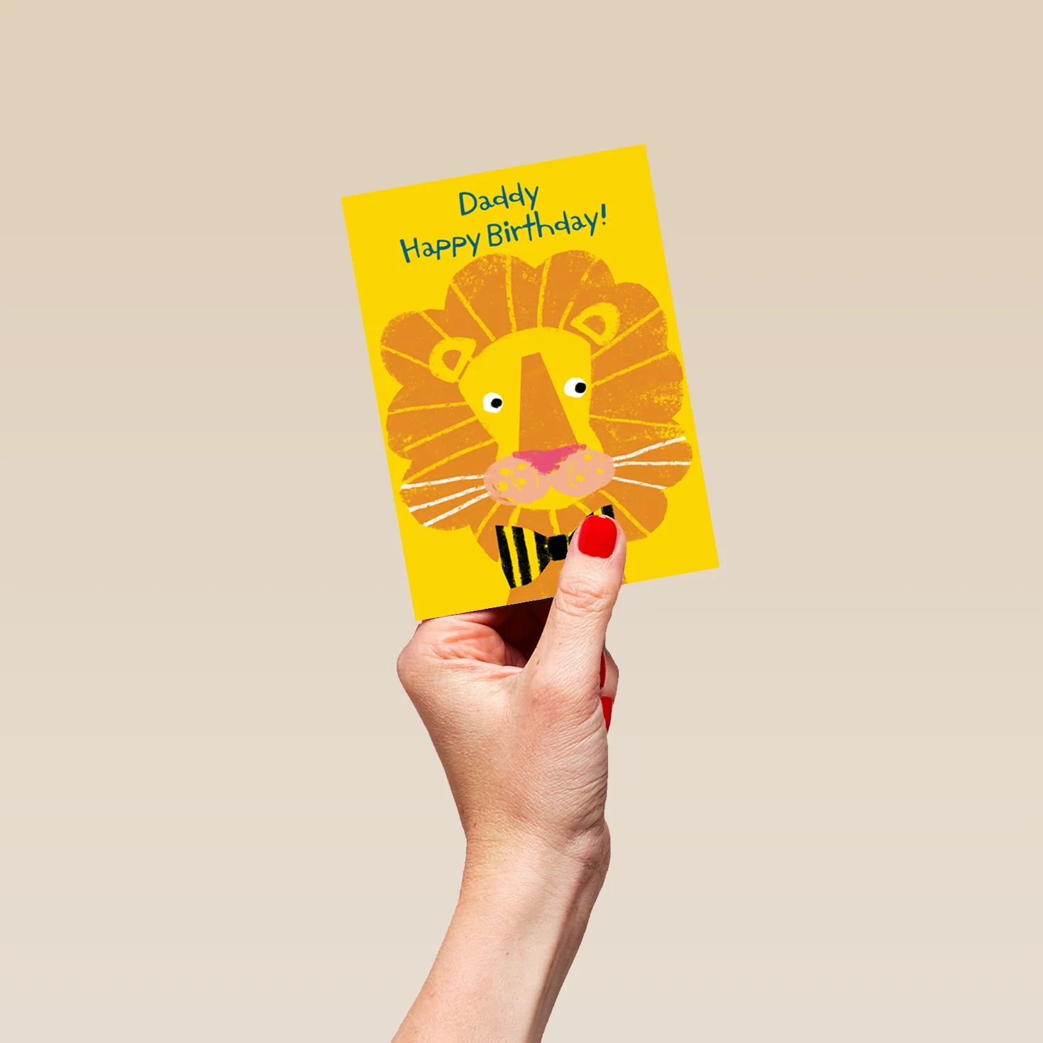 Personalised For Daddy Cute Lion Happy Birthday From Kids Card - Image 4