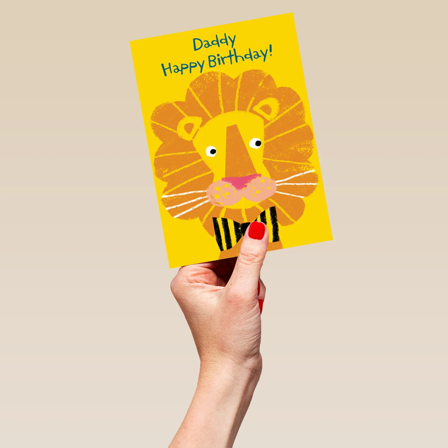 Personalised For Daddy Cute Lion Happy Birthday From Kids Card - Image 5