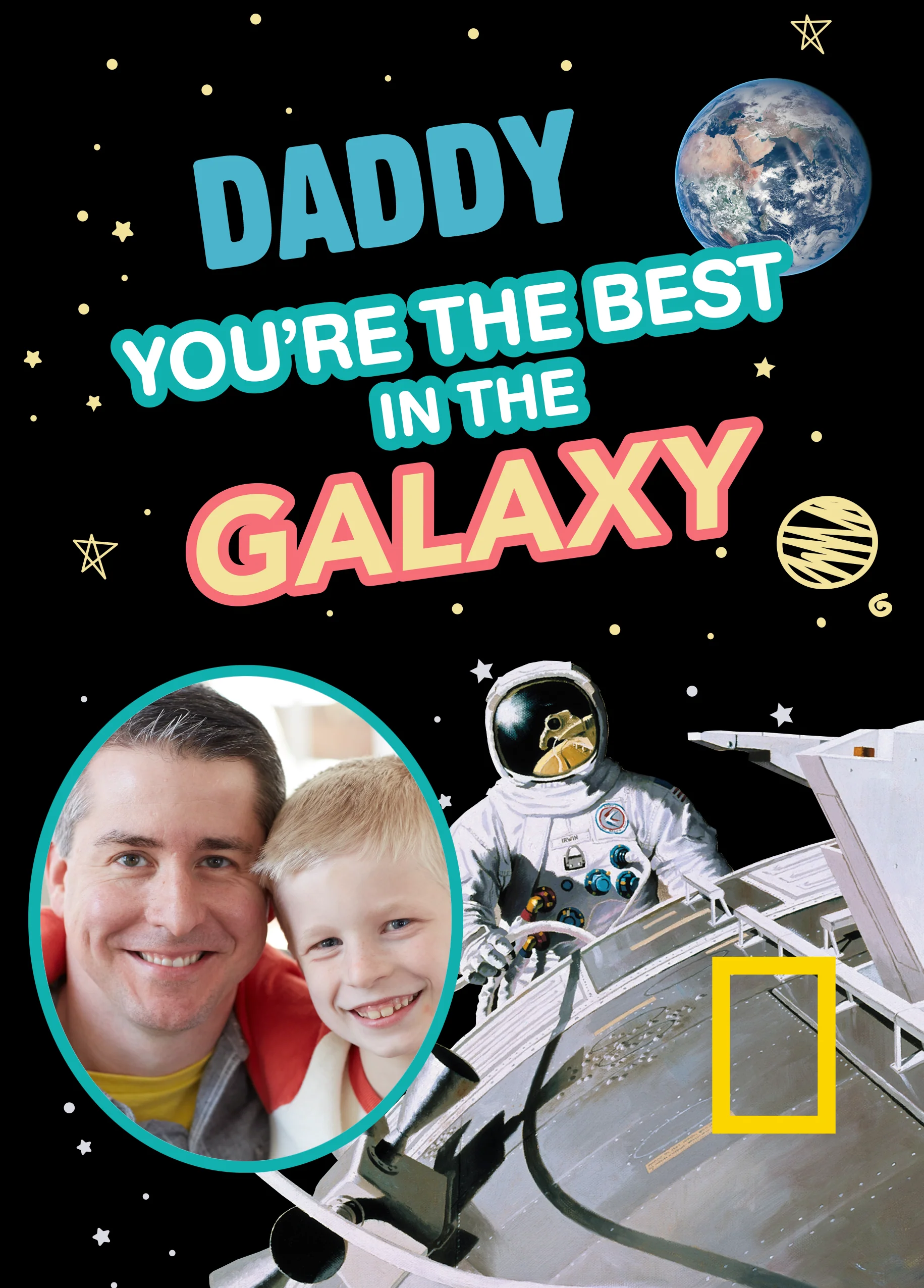 Personalised For Daddy National Geographic Galaxy Photo Upload Space Birthday Card