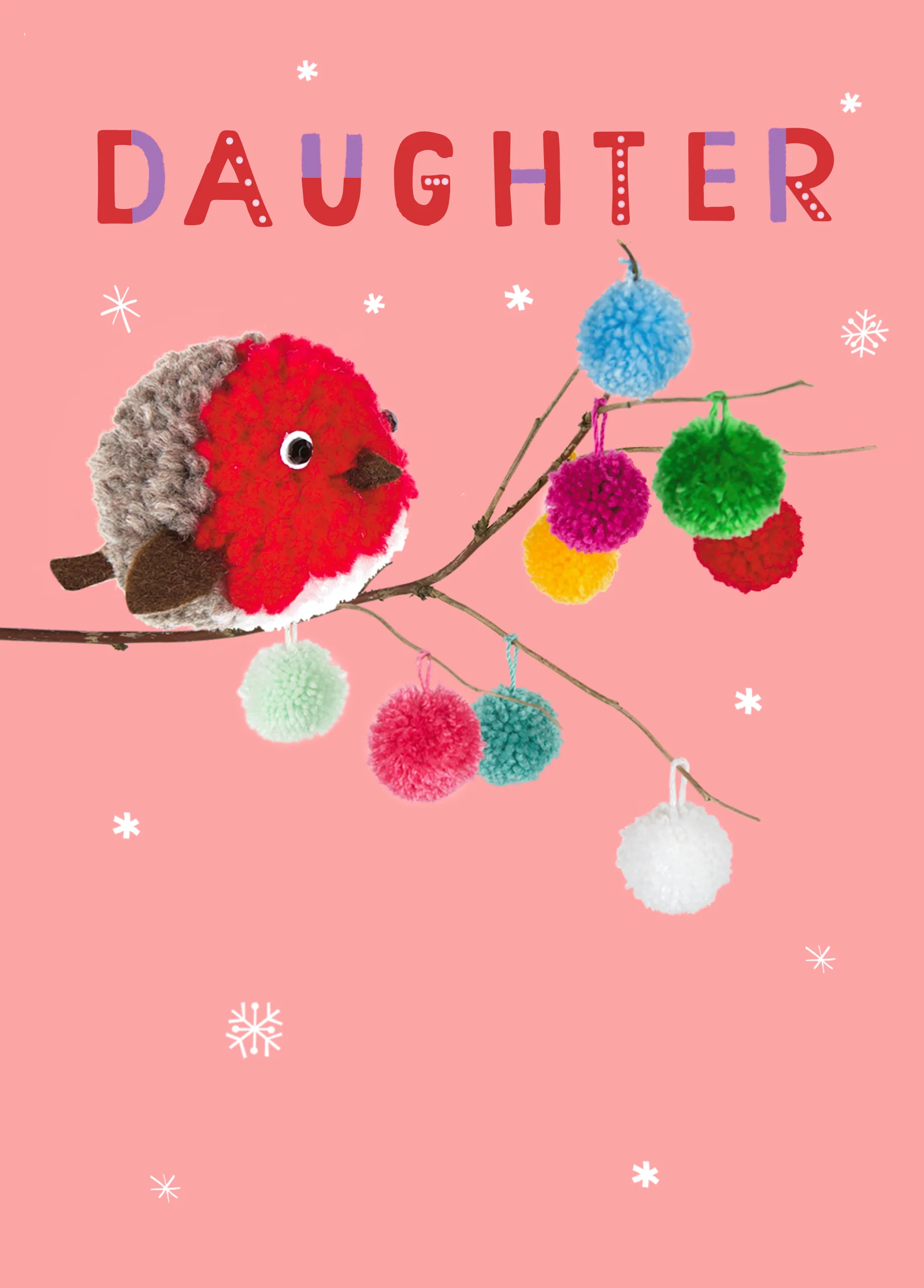Personalised For Daughter Cute Robin Christmas Card