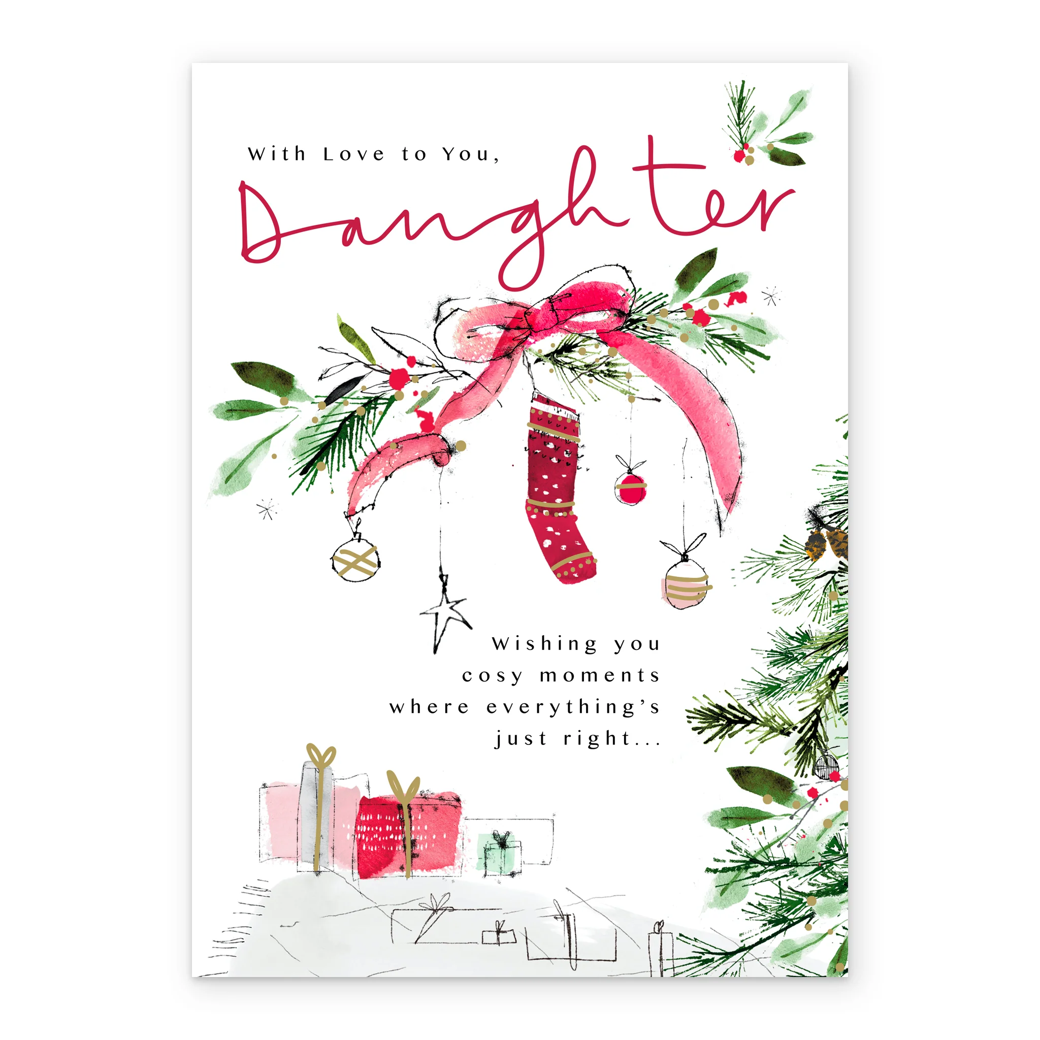 Personalised For Daughter Presents In Stockings Christmas Card - Image 2