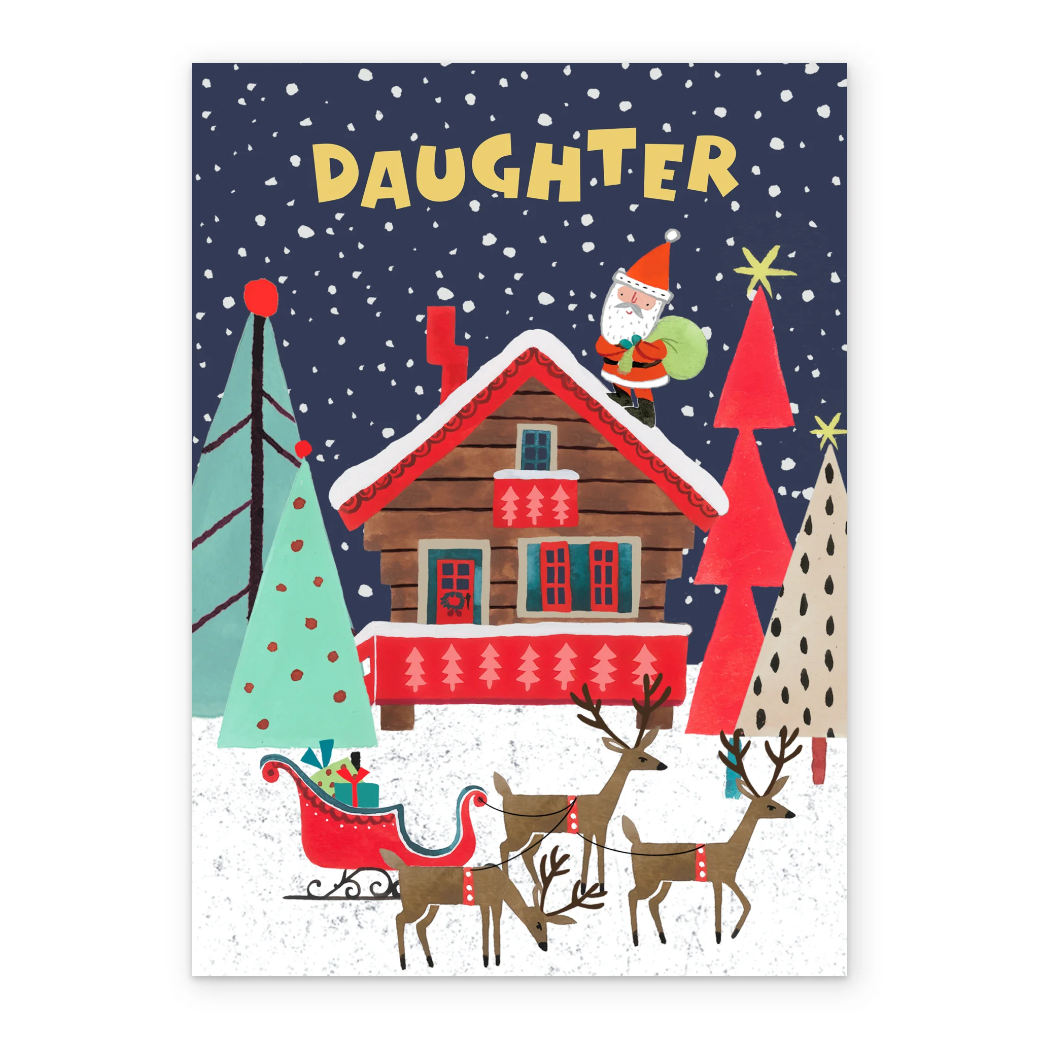 Personalised For Daughter Santa & Reindeers Christmas Card - Image 2