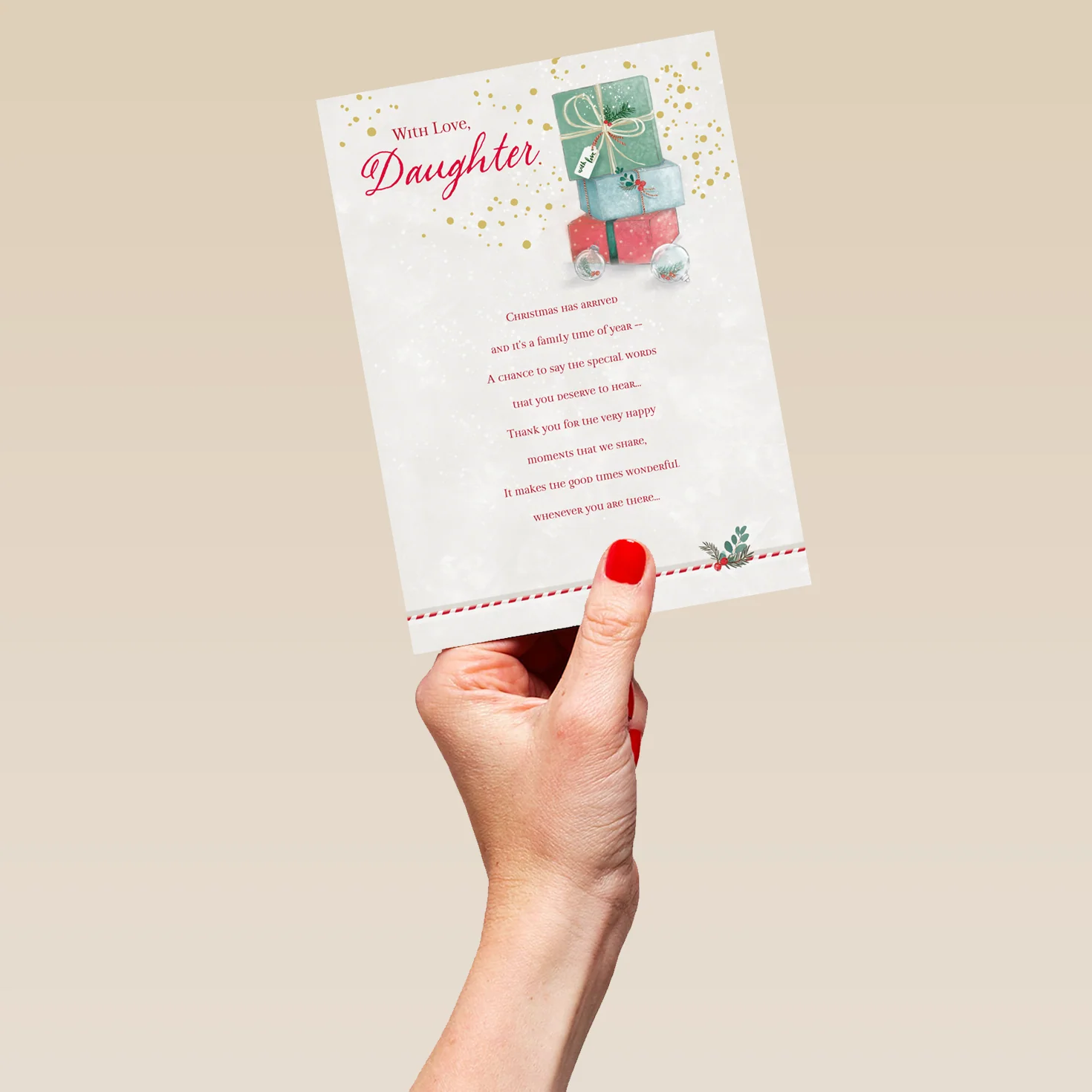 Personalised For Daughter Traditional Love Christmas Card - Image 5