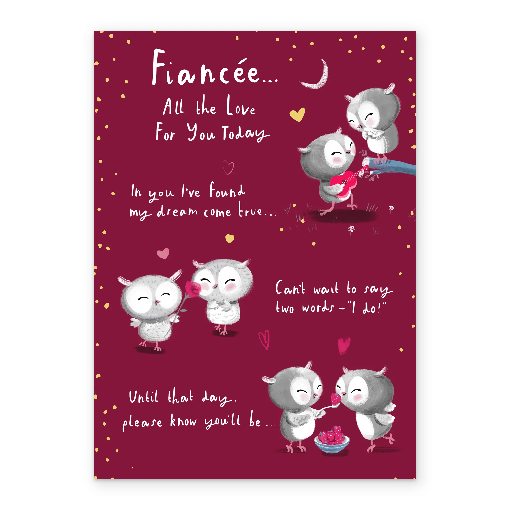 Personalised For Fiancée Cute Heart Owls Valentine's Day Card - Image 2