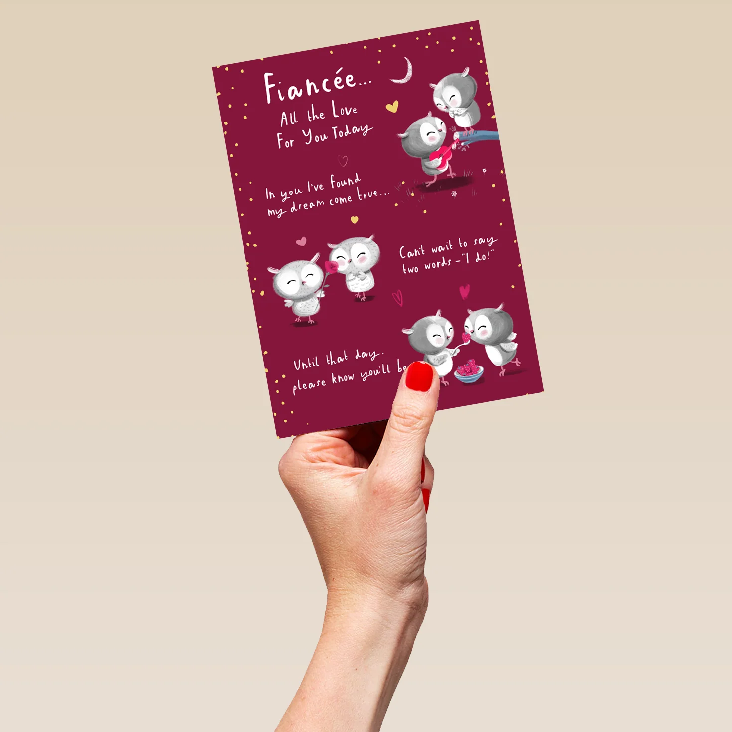 Personalised For Fiancée Cute Heart Owls Valentine's Day Card - Image 5