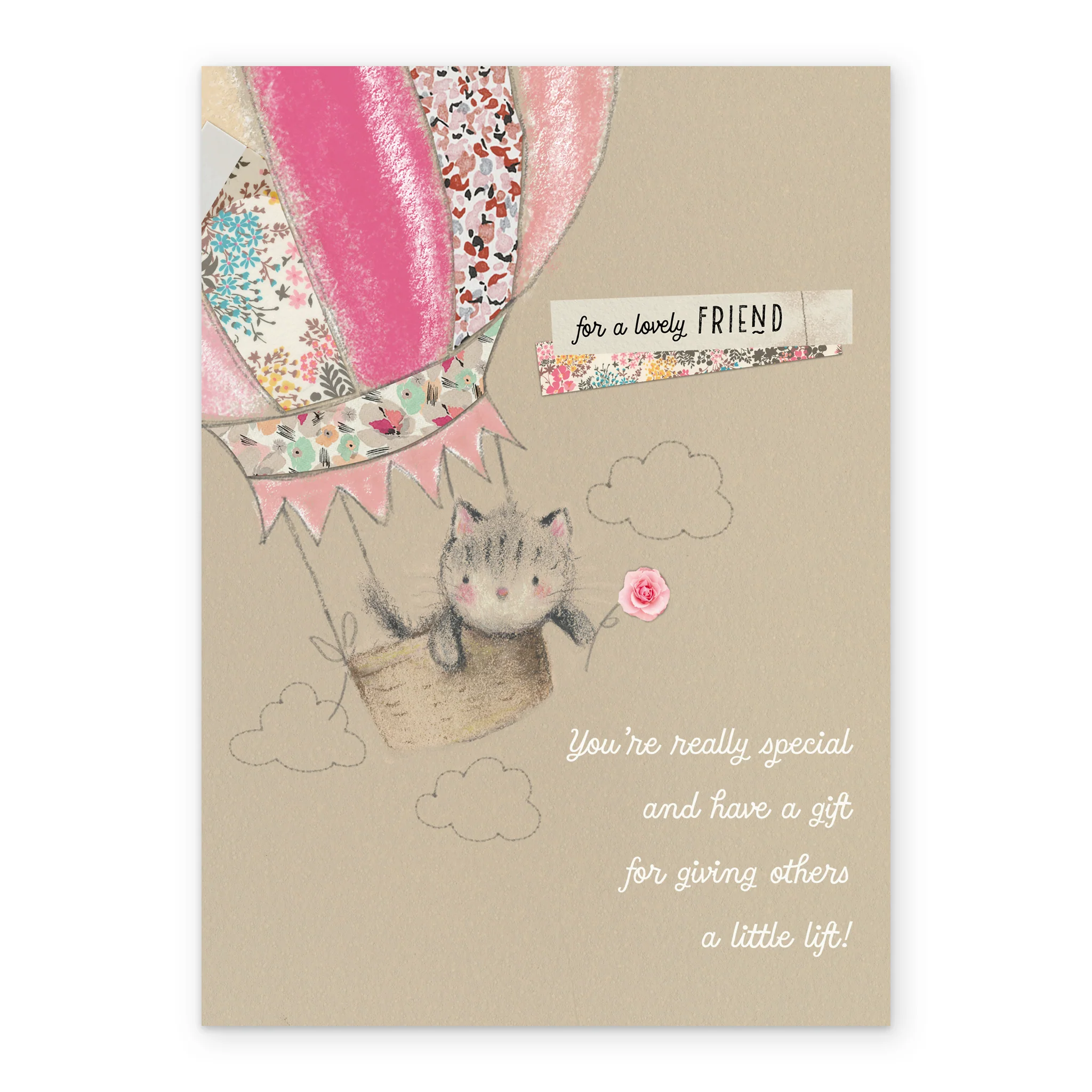 Personalised For Friend Cute Cat In Hot Air Balloon Birthday Card - Image 2