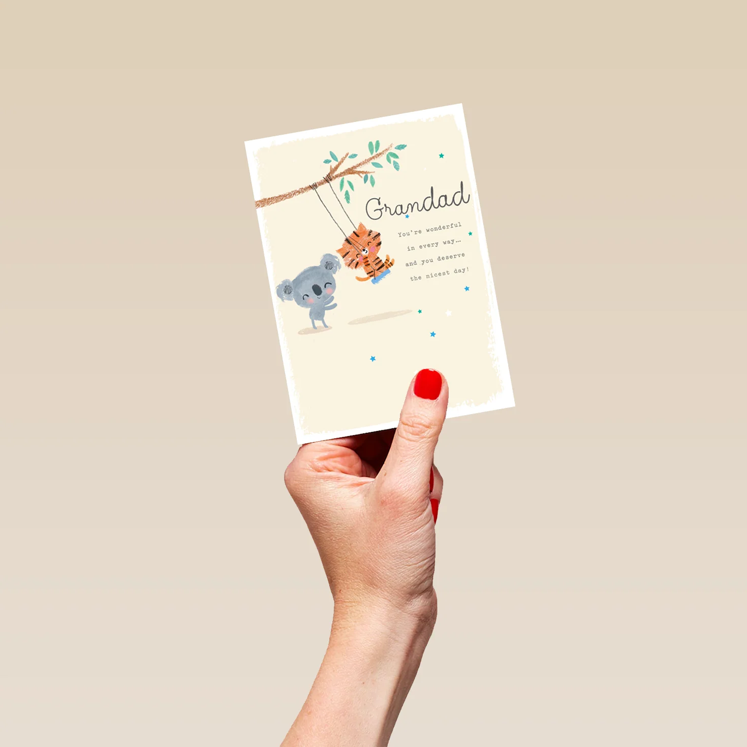 Personalised For Grandad Editable Cute Baby Koala & Tiger Father's Day Card - Image 4