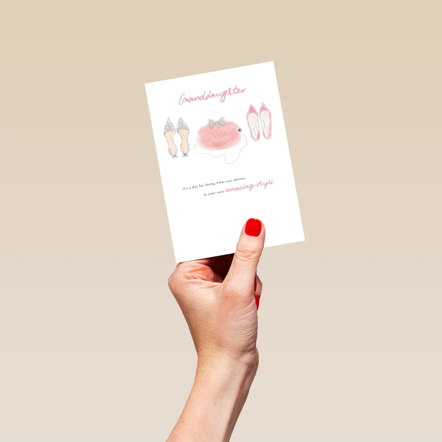 Personalised For Granddaughter Classic Shoes & Handbag Birthday Card - Image 4