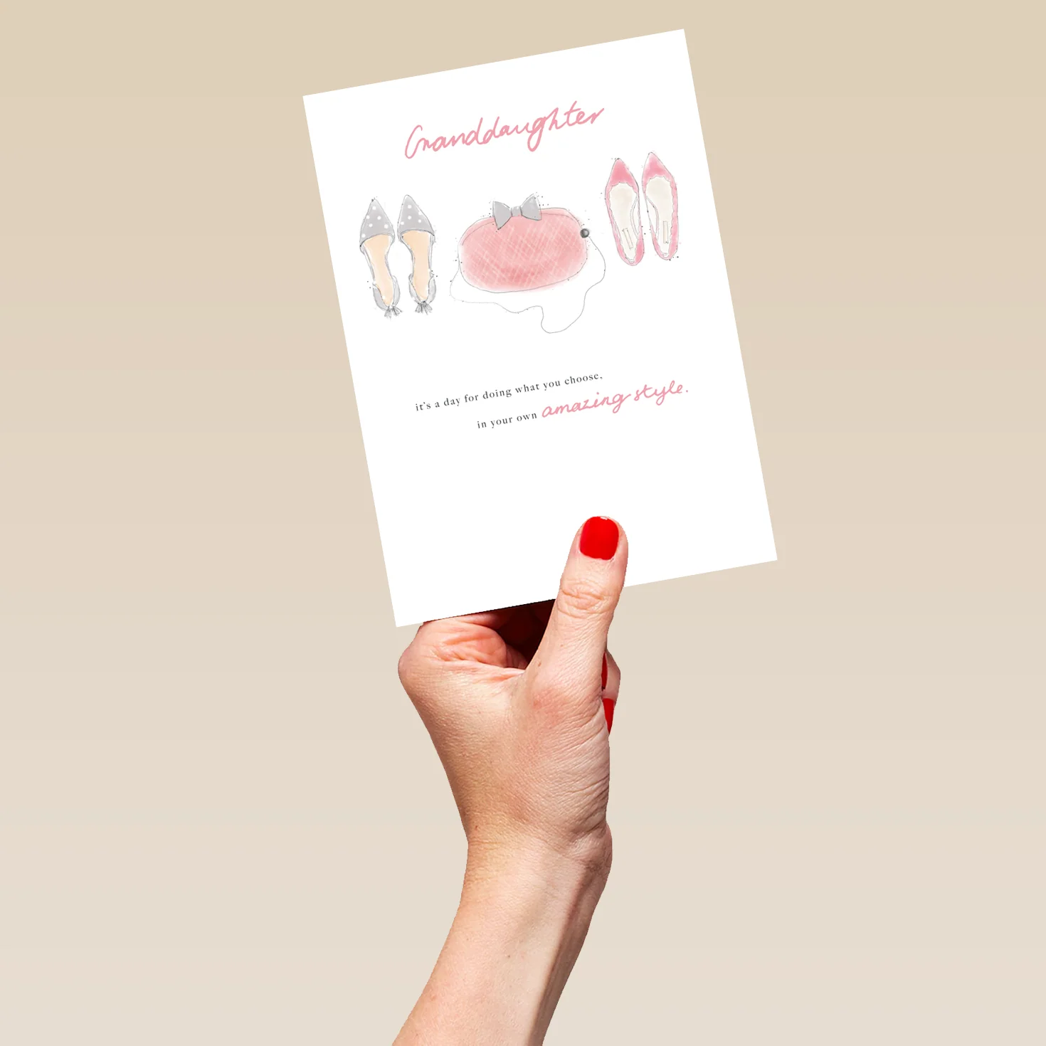 Personalised For Granddaughter Classic Shoes & Handbag Birthday Card - Image 5