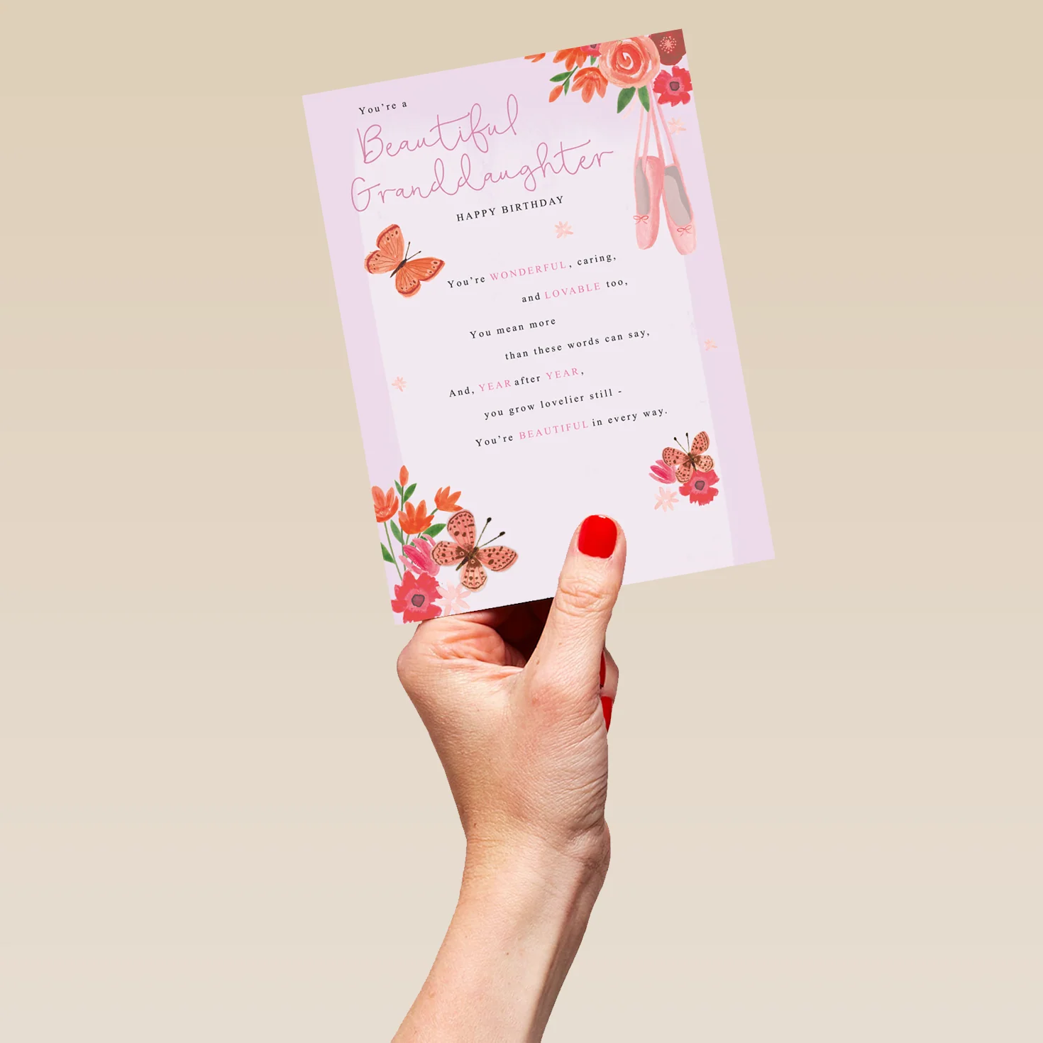 Personalised For Granddaughter Traditional Birthday Verse Floral Card - Image 5