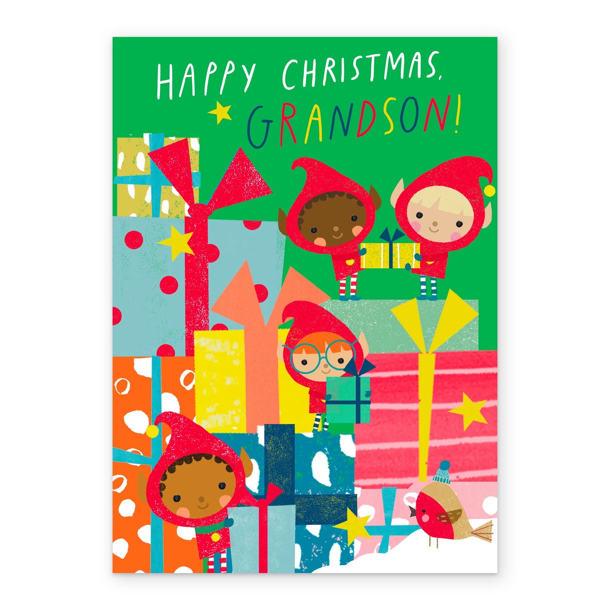 Personalised For Grandson Elves Christmas Card - Image 2