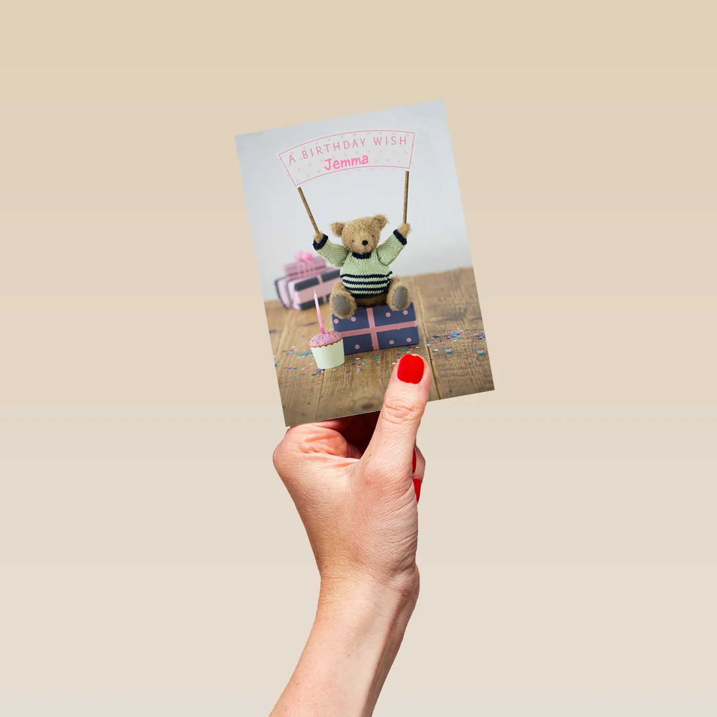 Personalised For Her Cute Teddy Bear Banner Card - Image 4