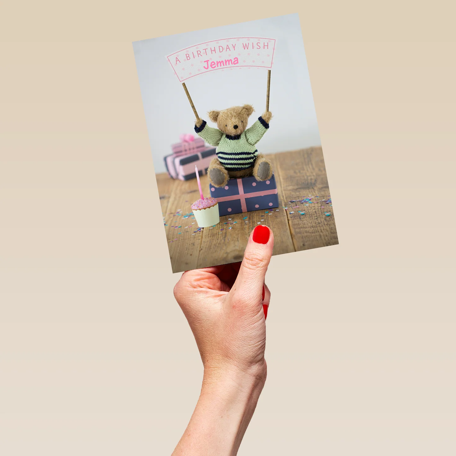 Personalised For Her Cute Teddy Bear Banner Card - Image 5