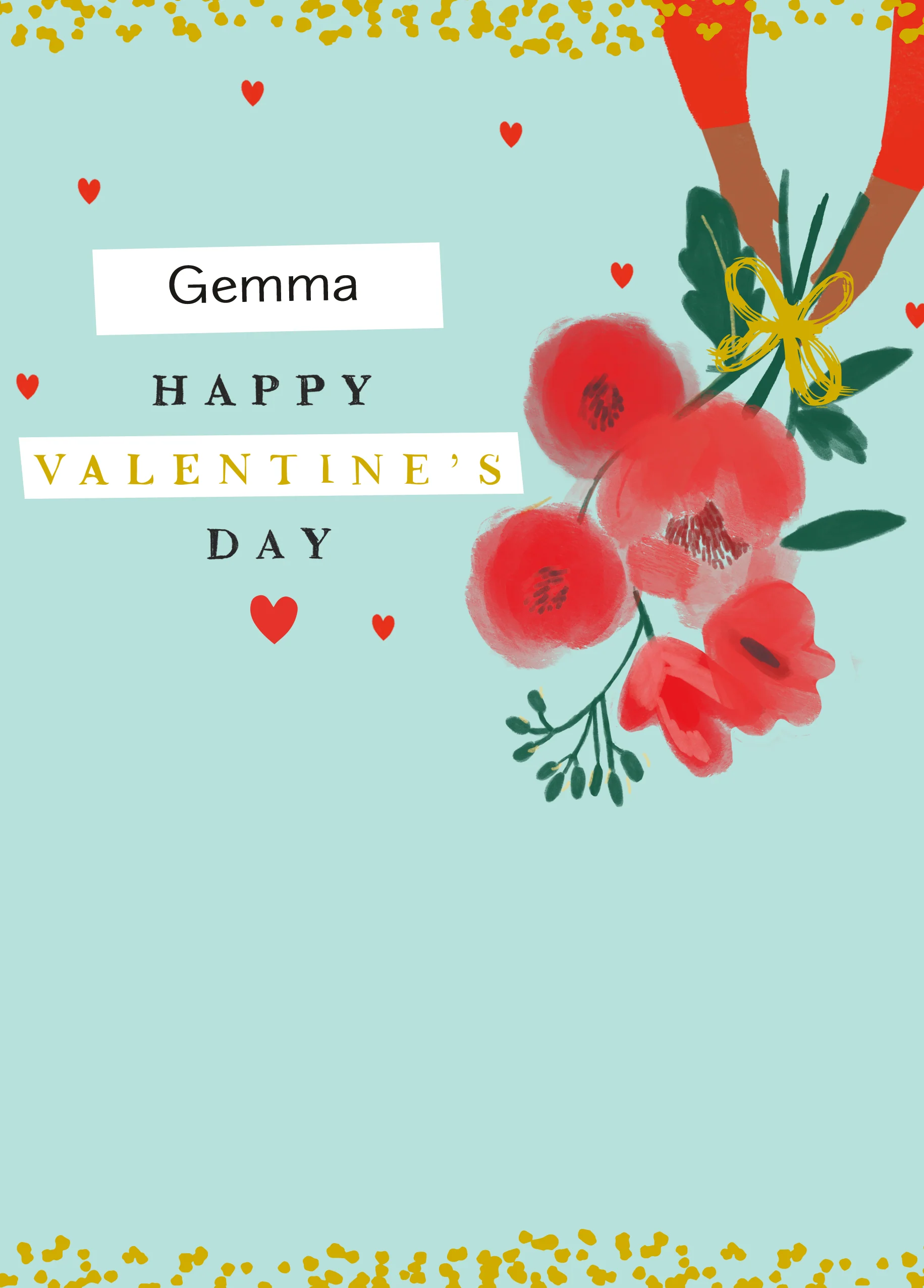 Personalised For Her Red Roses Bouquet Valentine's Day Card