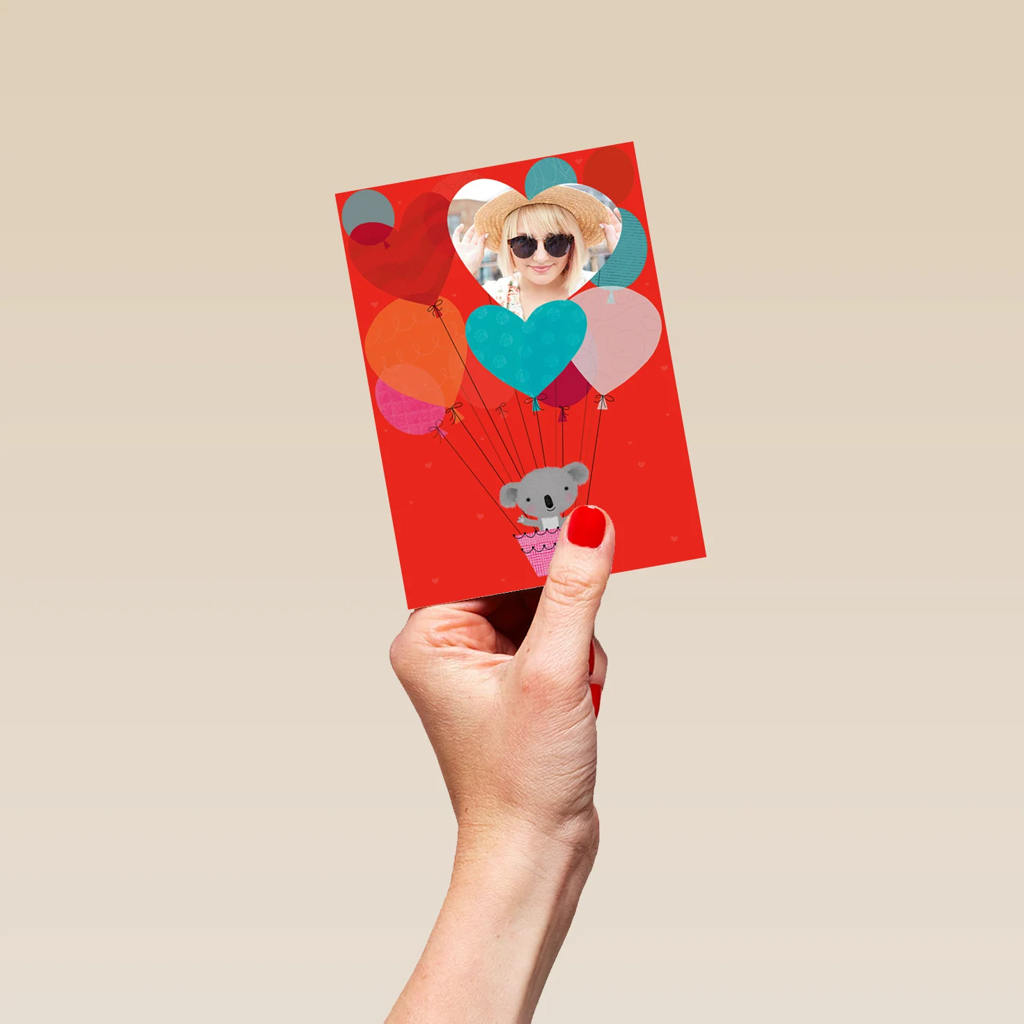 Personalised For Husband Cute Koala Heart & Balloons Photo Card - Image 4