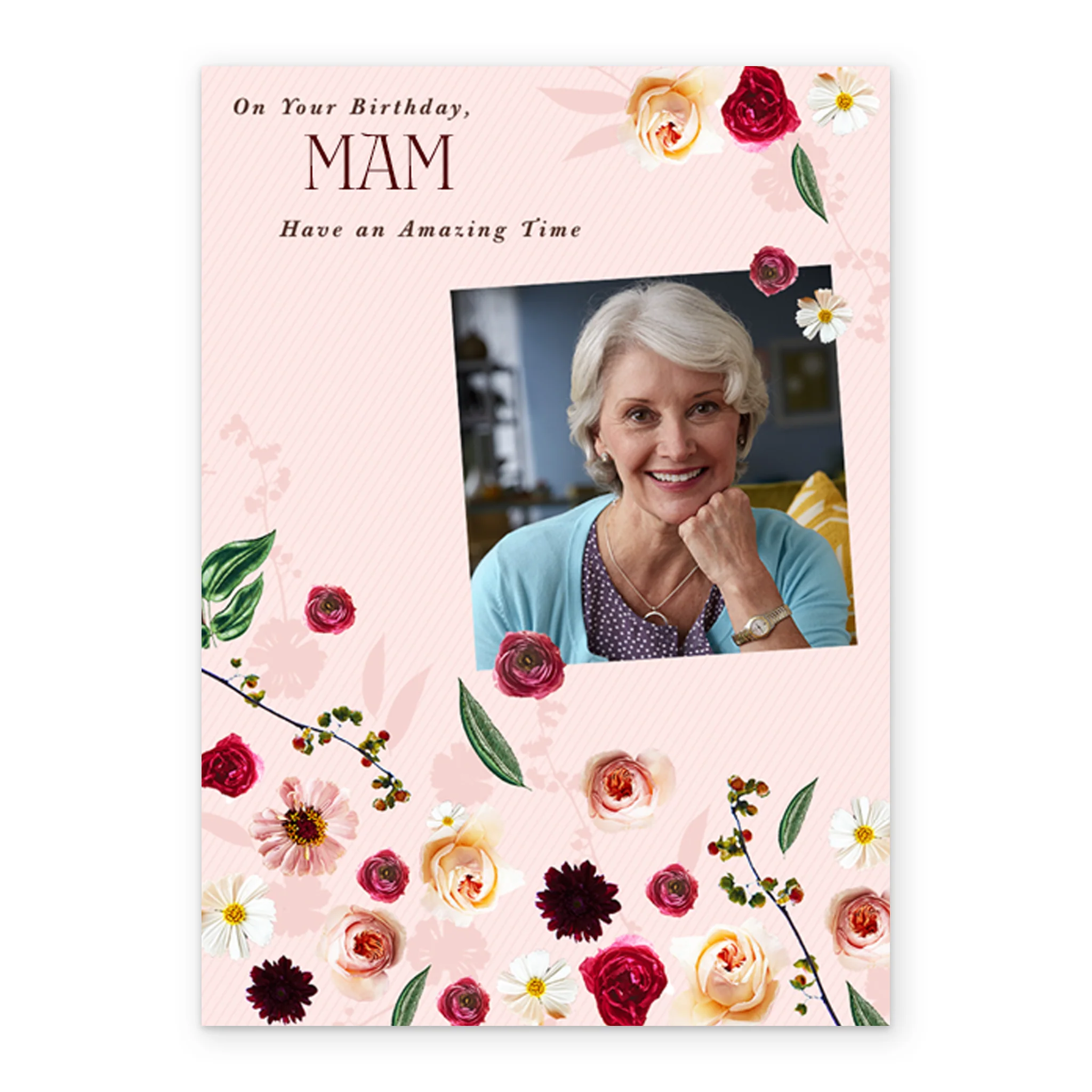 Personalised For Mam Classic Text Floral Photo Card - Image 2