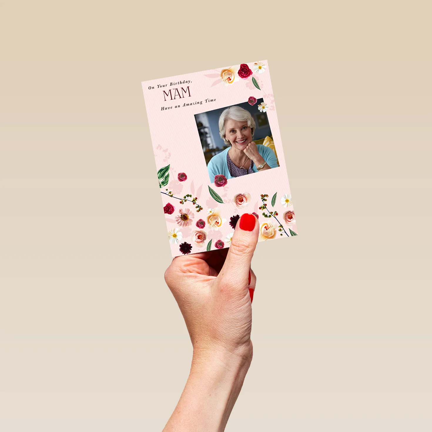 Personalised For Mam Classic Text Floral Photo Card - Image 4