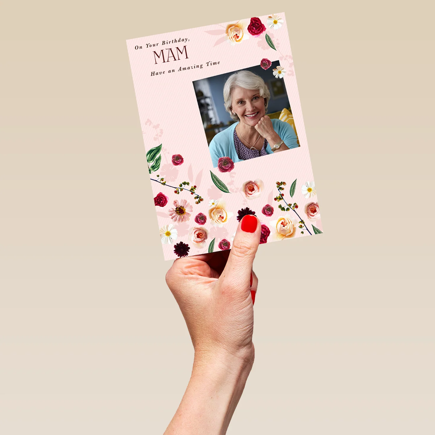 Personalised For Mam Classic Text Floral Photo Card - Image 5