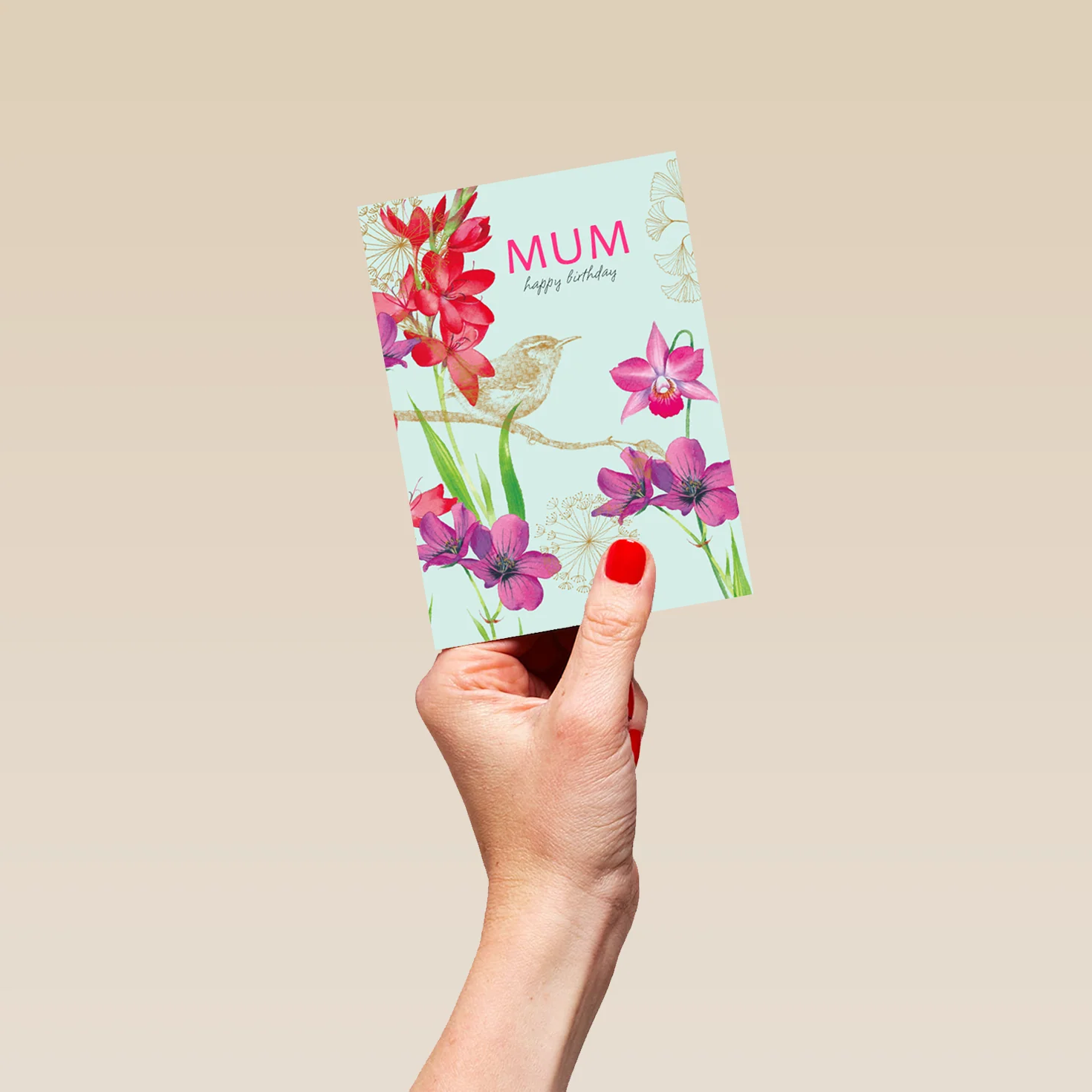 Personalised For Mum Classic Flowers & Bird Card - Image 4