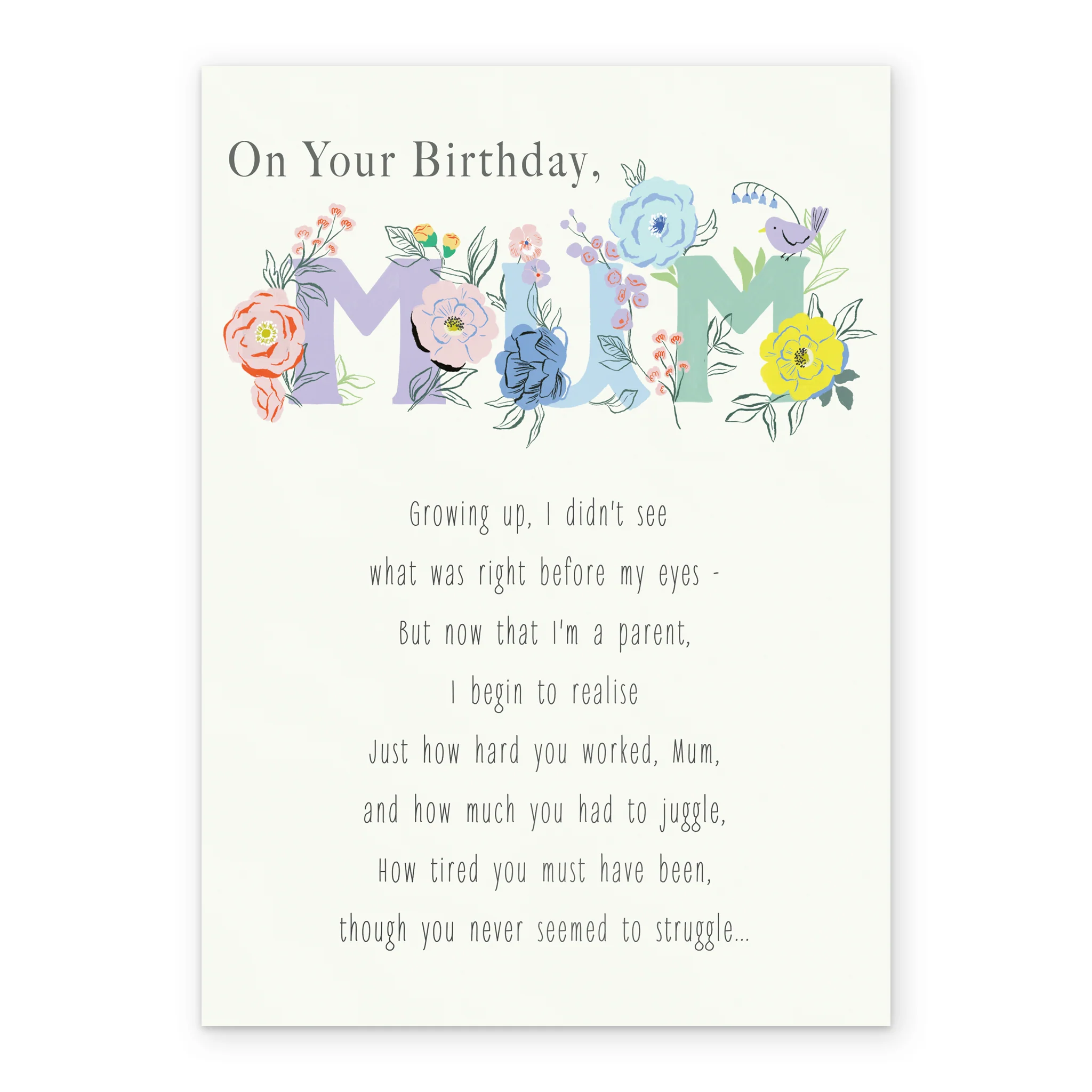 Personalised For Mum Cute Birthday Written Verse Floral Pattern Card - Image 2
