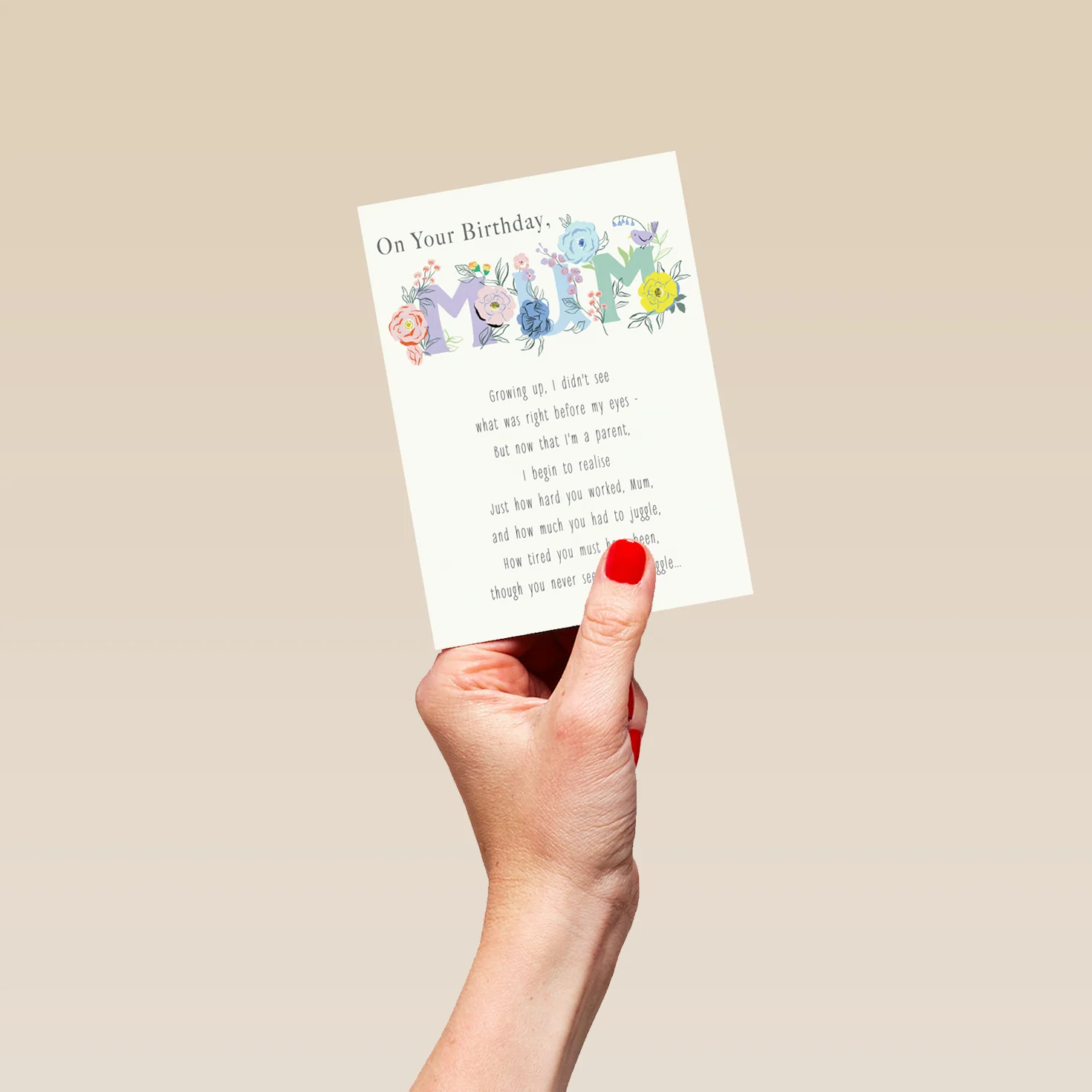 Personalised For Mum Cute Birthday Written Verse Floral Pattern Card - Image 4