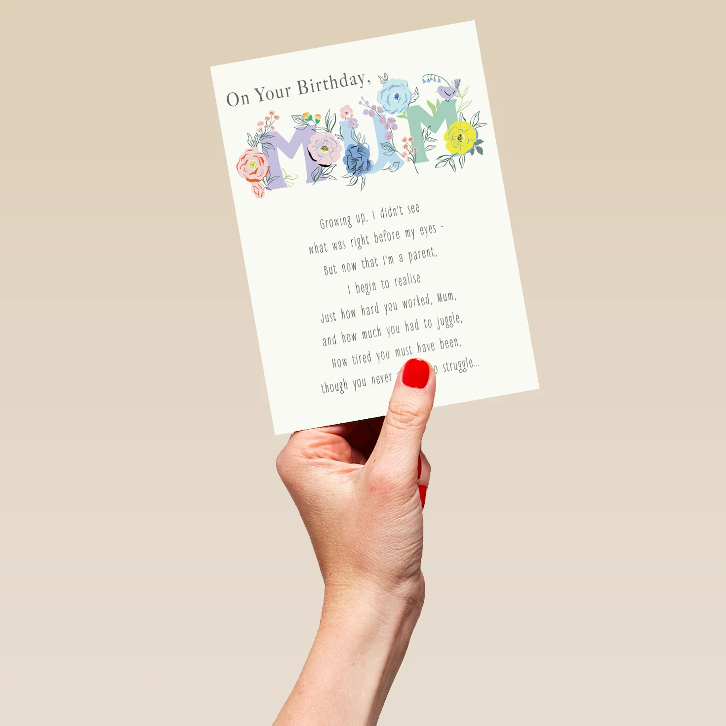 Personalised For Mum Cute Birthday Written Verse Floral Pattern Card - Image 5