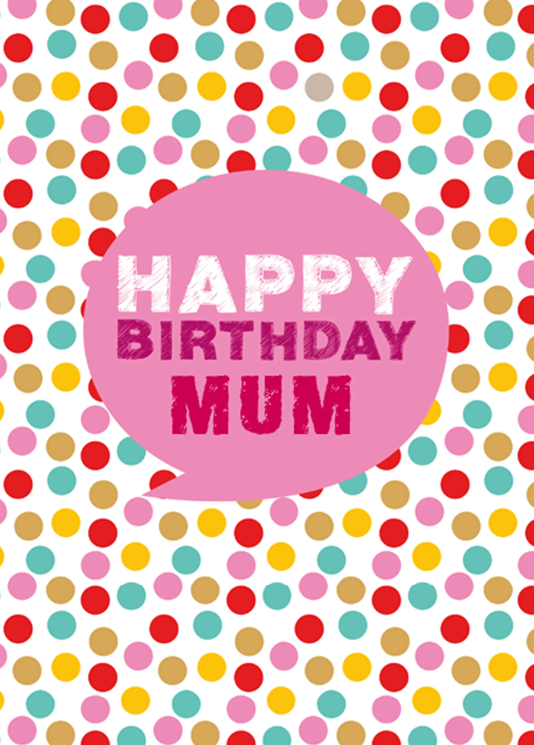 Personalised For Mum Happy Birthday Speech Bubble & Polka Dots Card